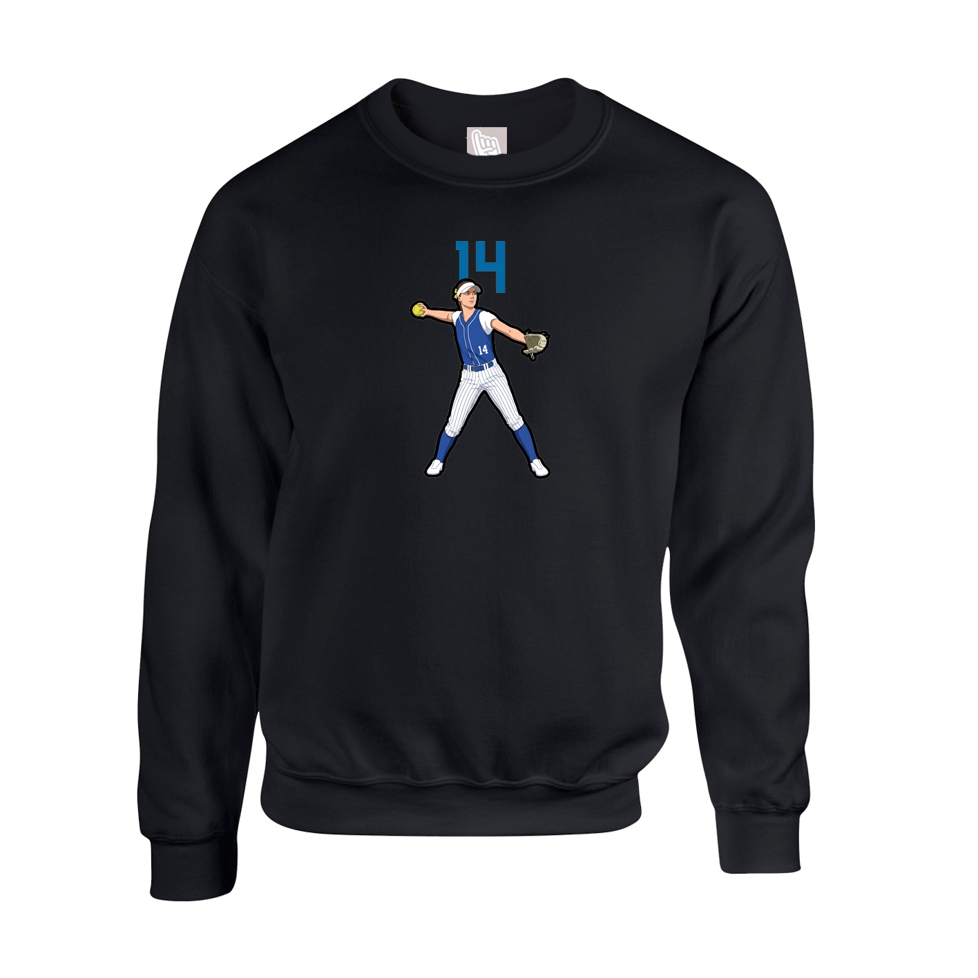 Fleece Crew — Number Top in Black