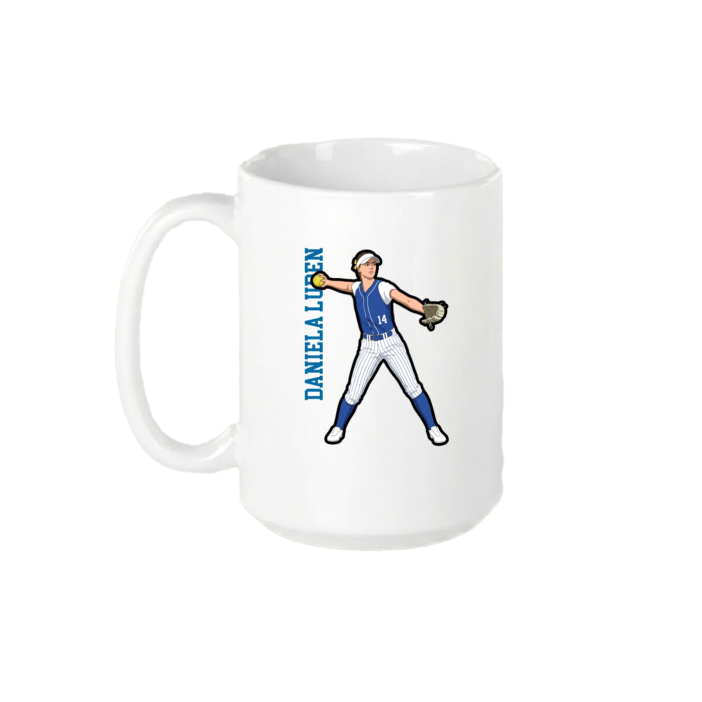 15oz Coffee Mug — Name Vertical in White