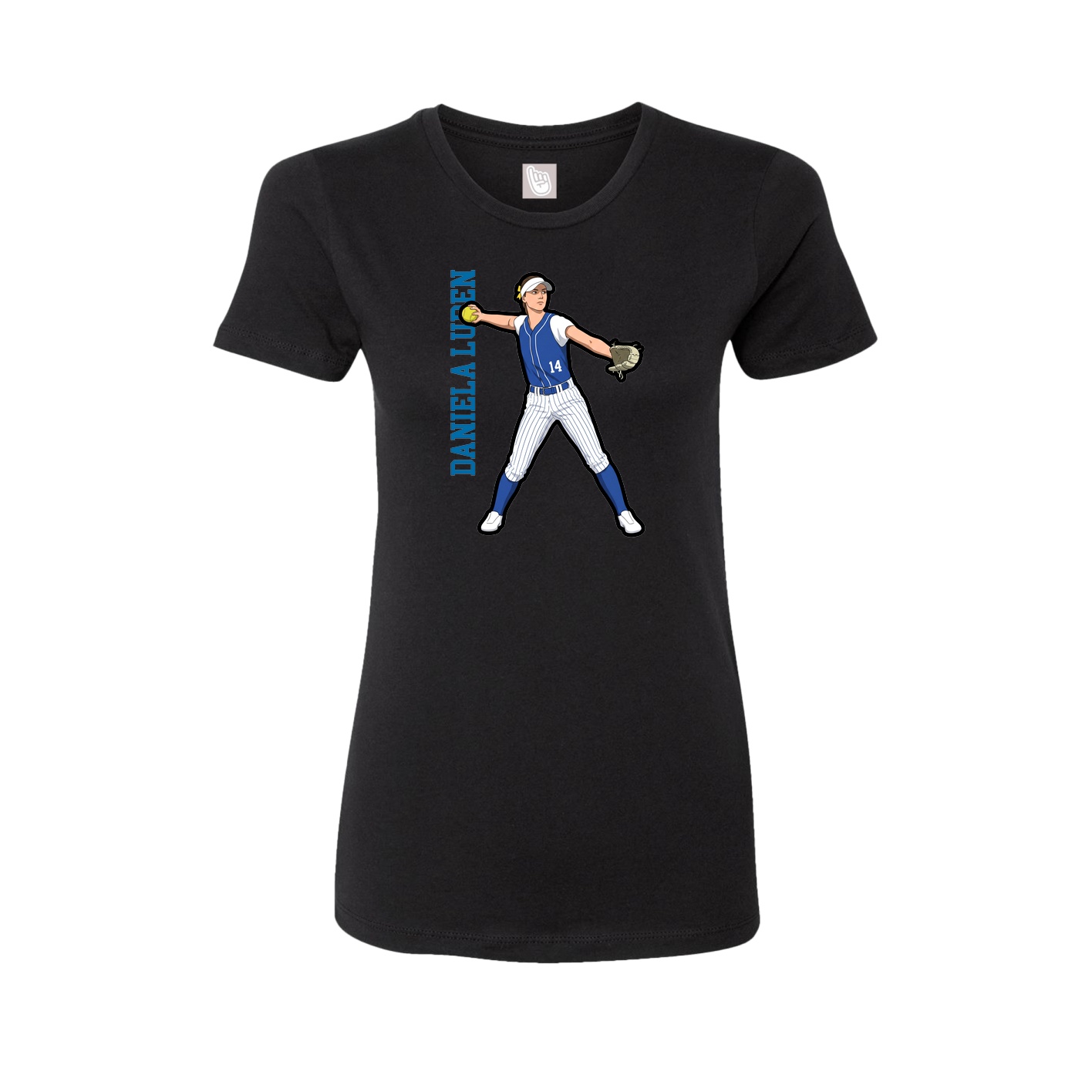Womens Tee — Name Vertical in Black