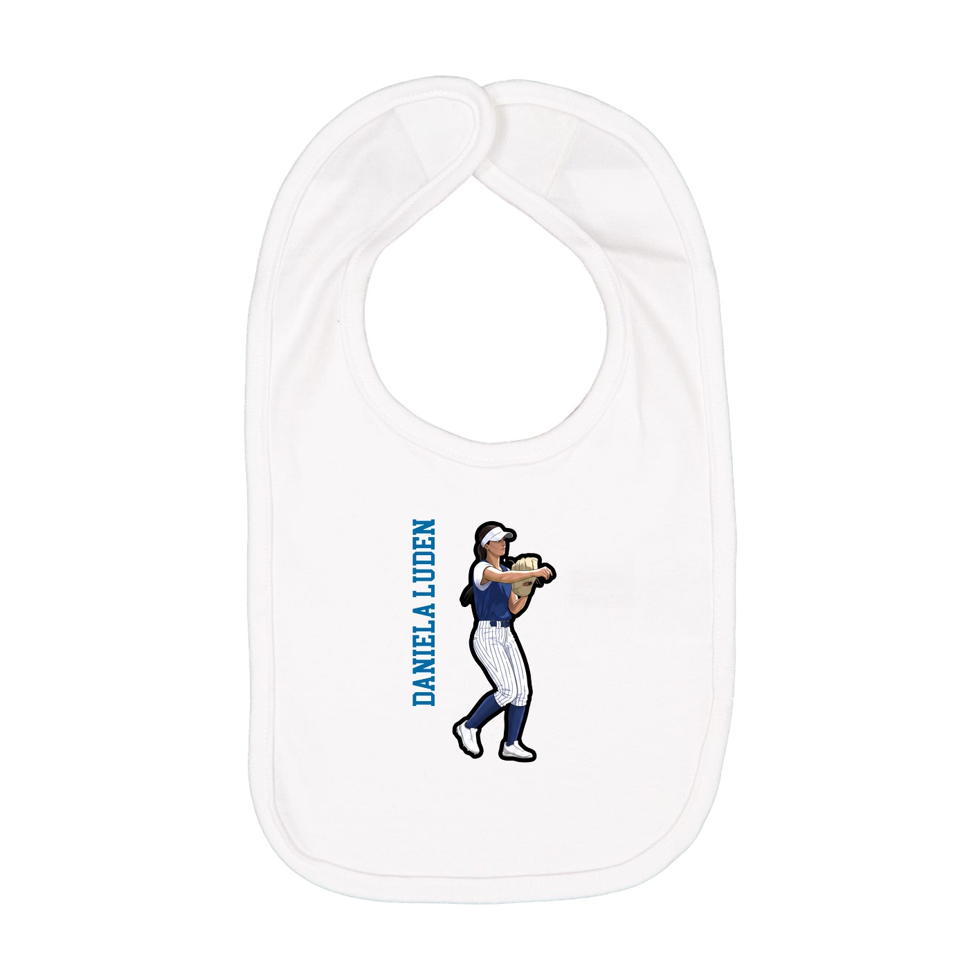 Infant Bib — Name Vertical in White
