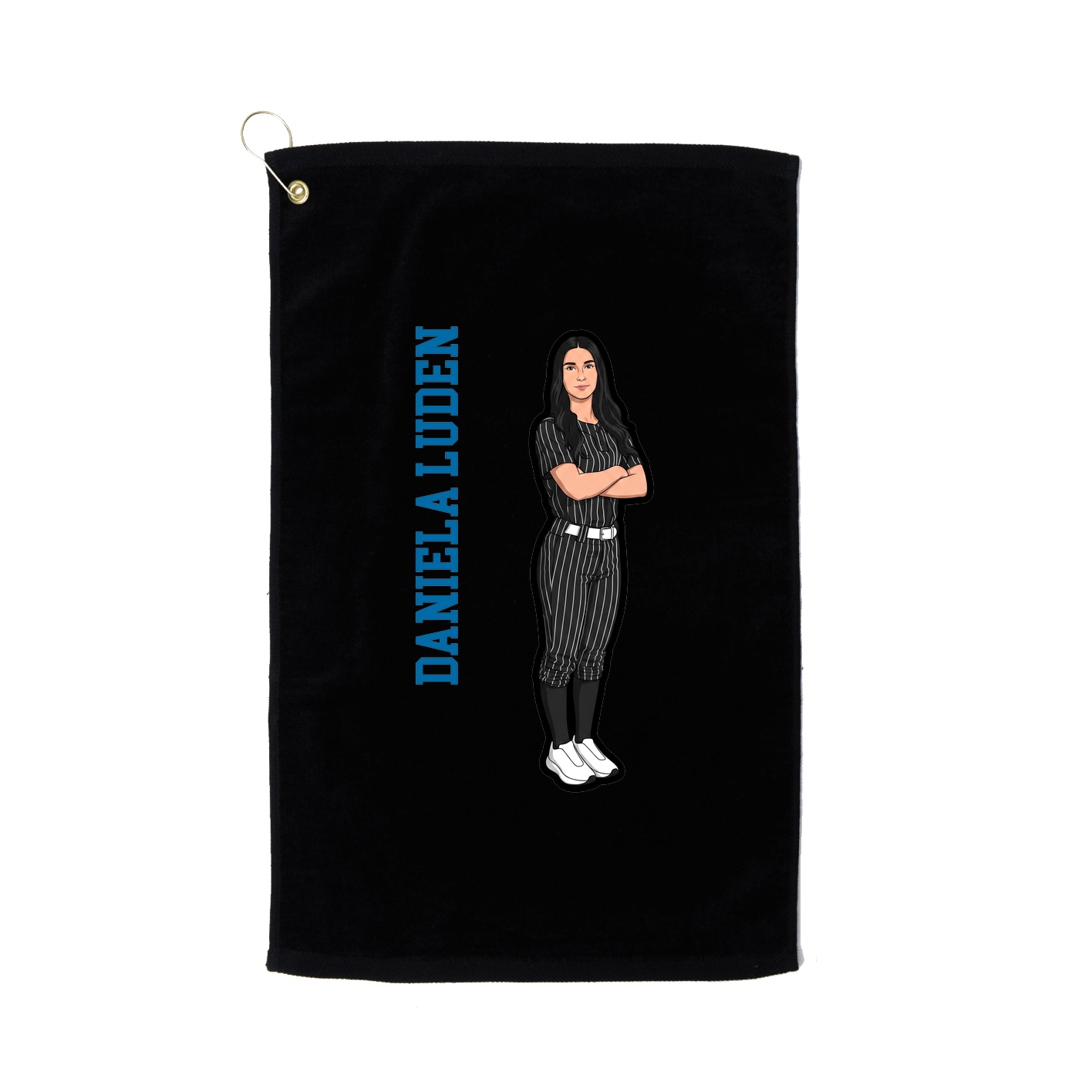 Golf Towel — Name Vertical in Black