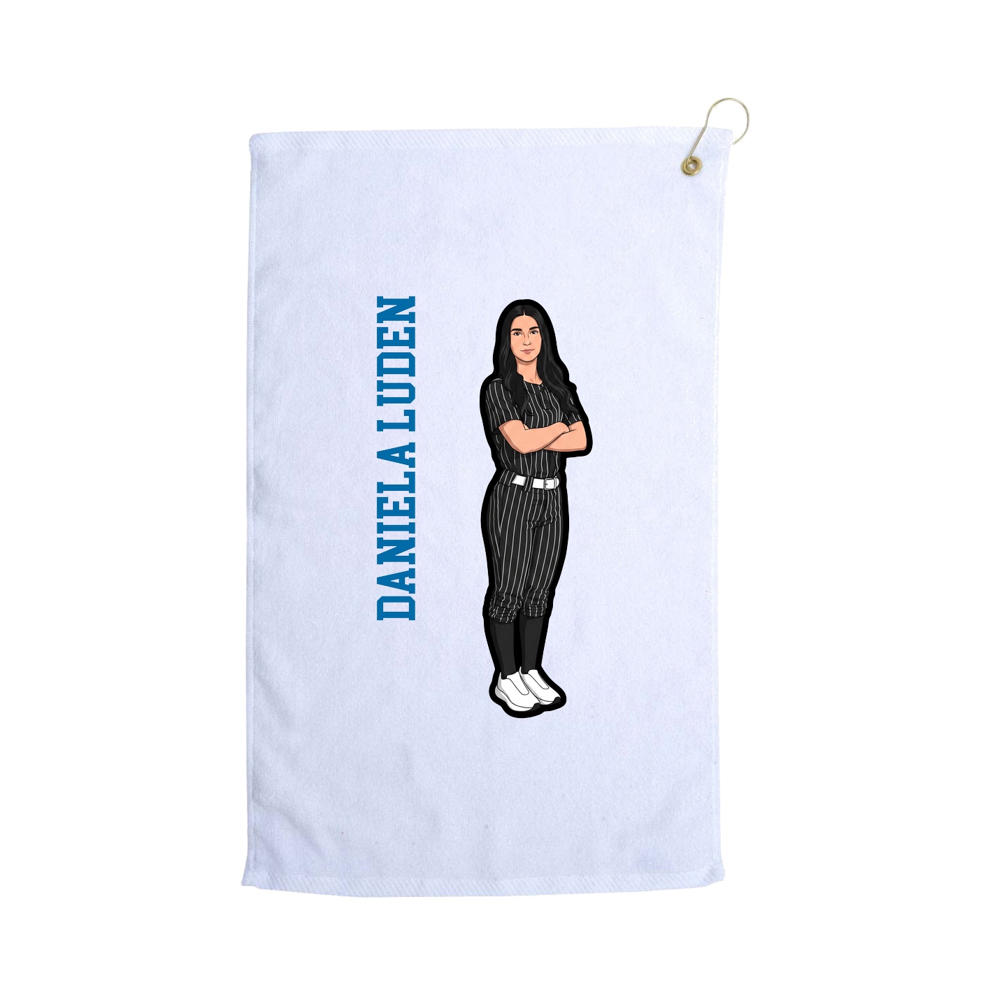 Golf Towel — Name Vertical in White