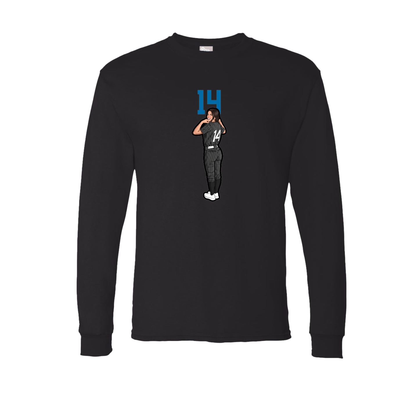 Long Sleeve Tee — Number Top in Black