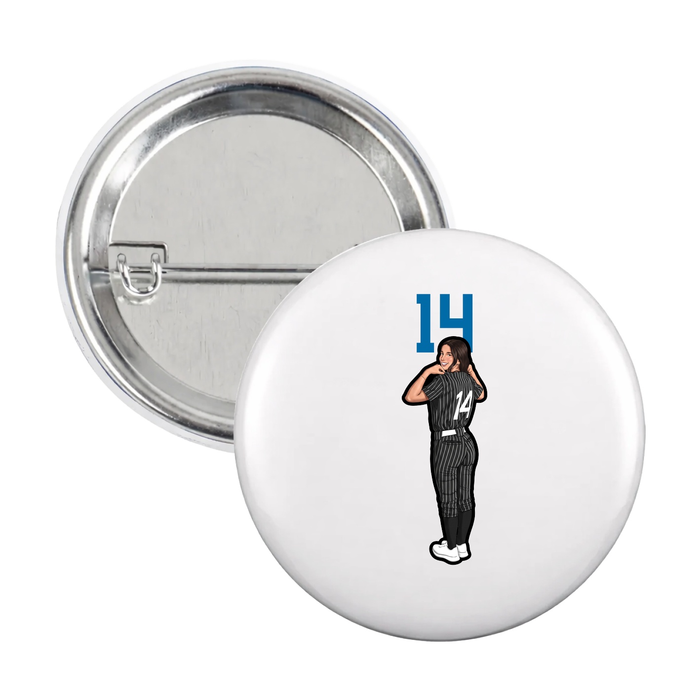 Game Day Button — Number Top in White