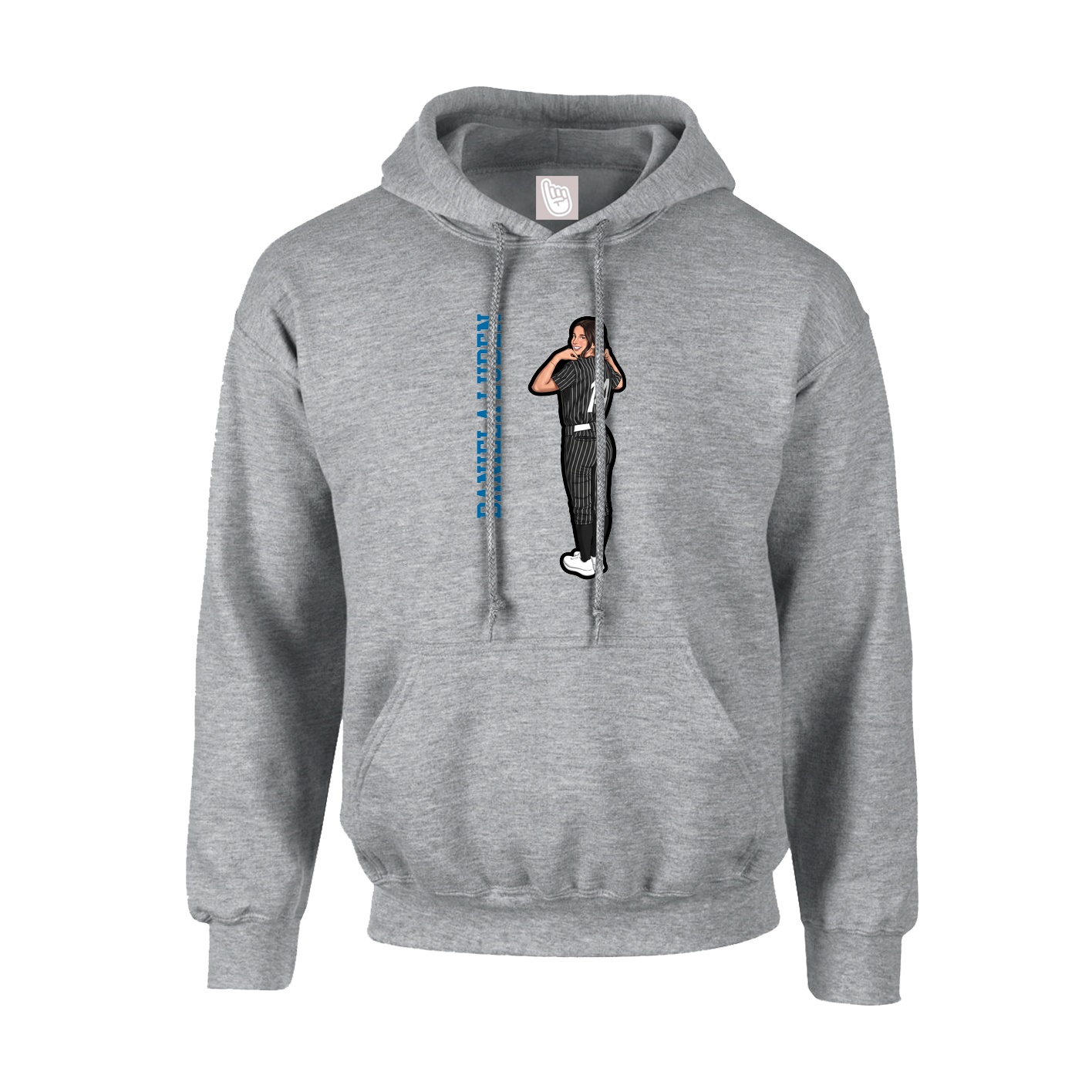 Hoodie — Name Vertical in Grey