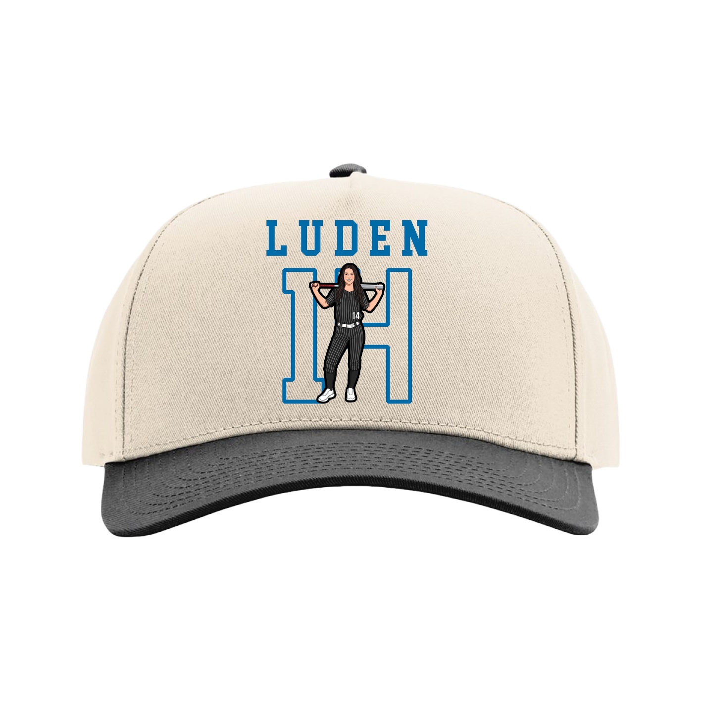 Full Fabric Five-Panel Champ Cap — Shirsey in Cream/Black