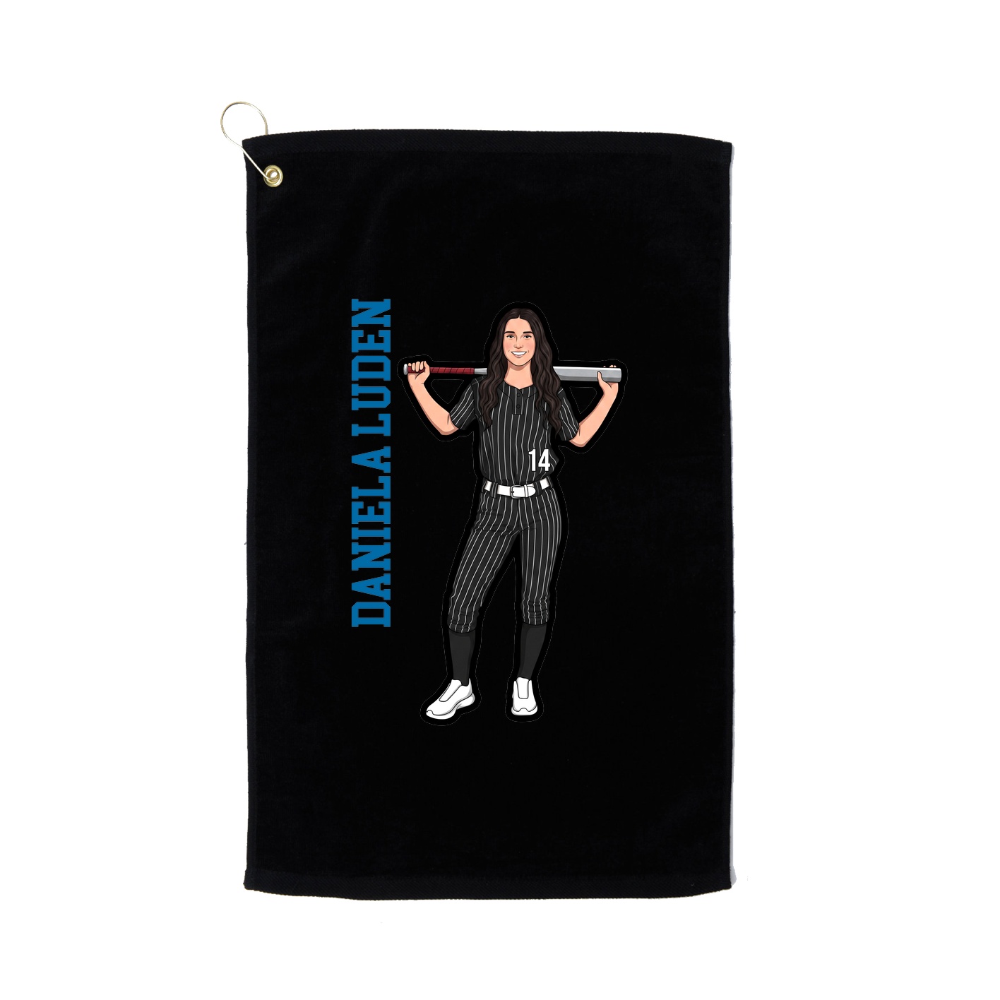 Golf Towel — Name Vertical in Black