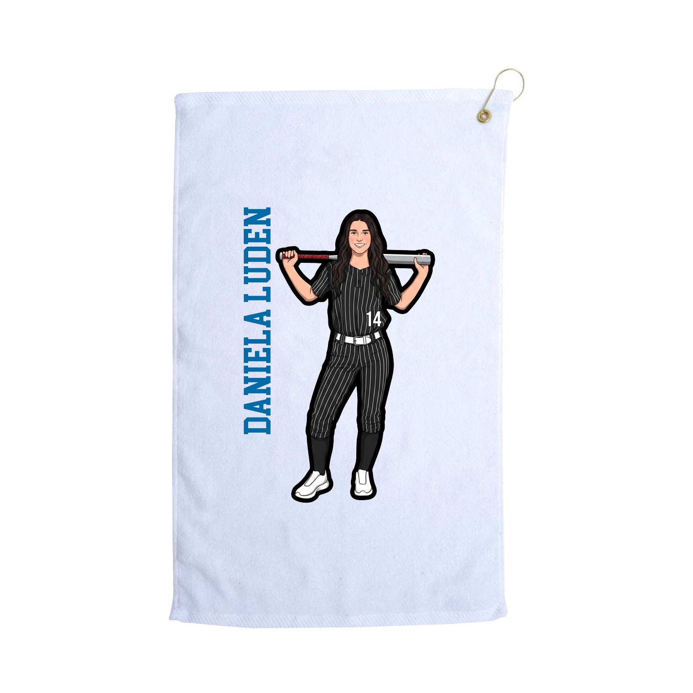 Golf Towel — Name Vertical in White