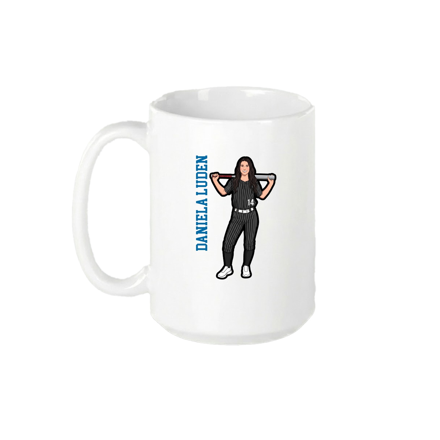 15oz Coffee Mug — Name Vertical in White