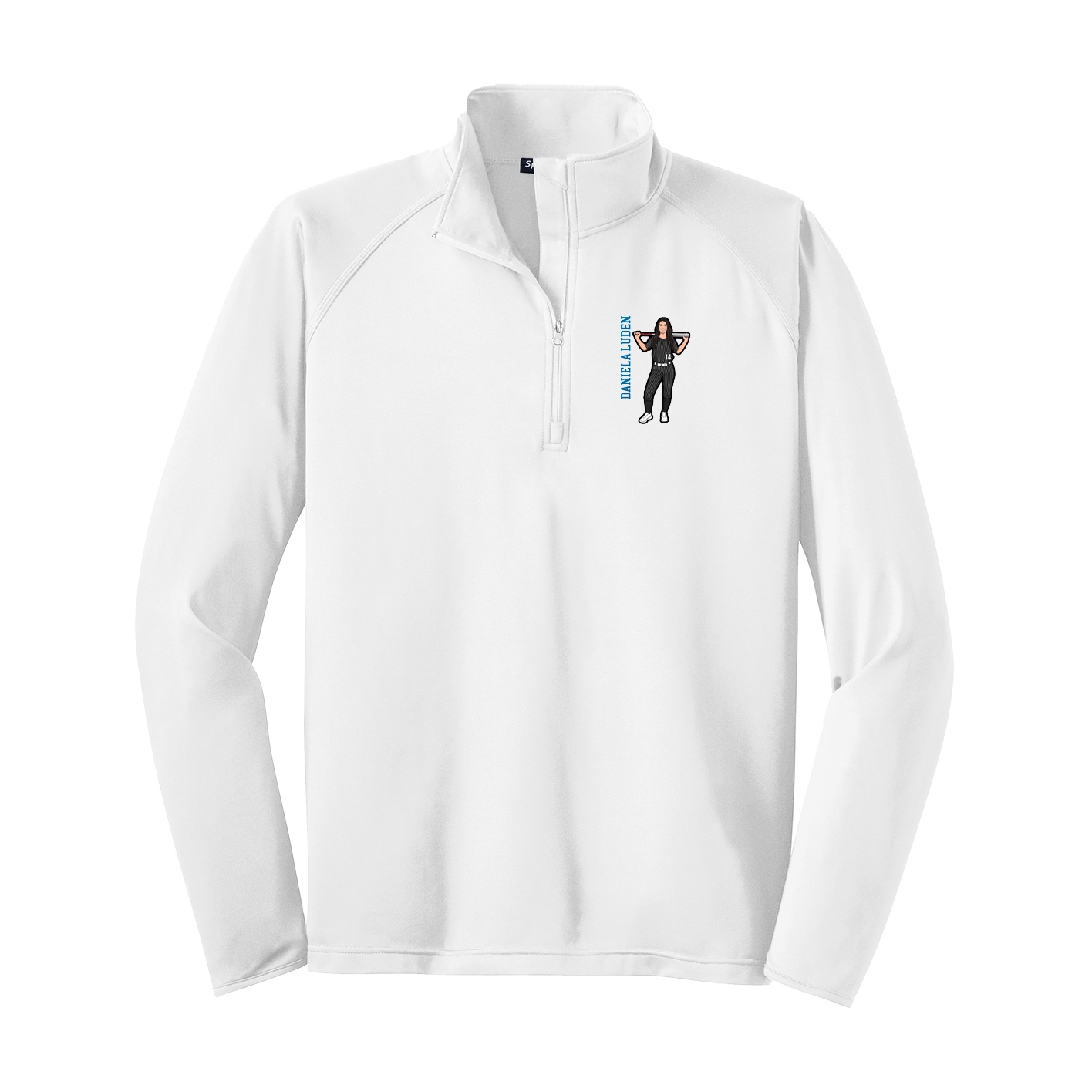 Q-Zip Pullover — Name Vertical in White