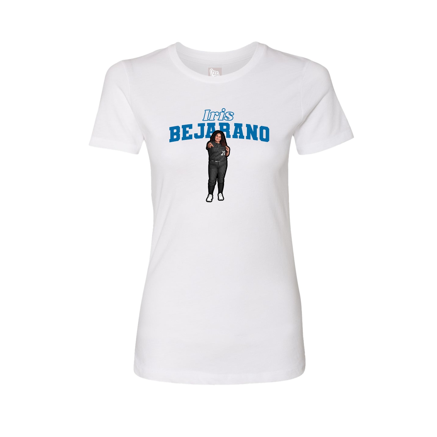 Fitted Women's Tee — Name Arch in White