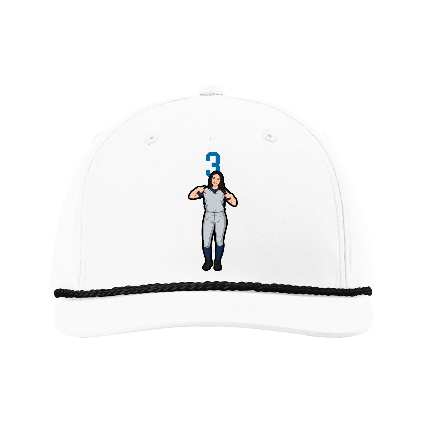 Five-Panel Classic Rope Cap — Number Top in White