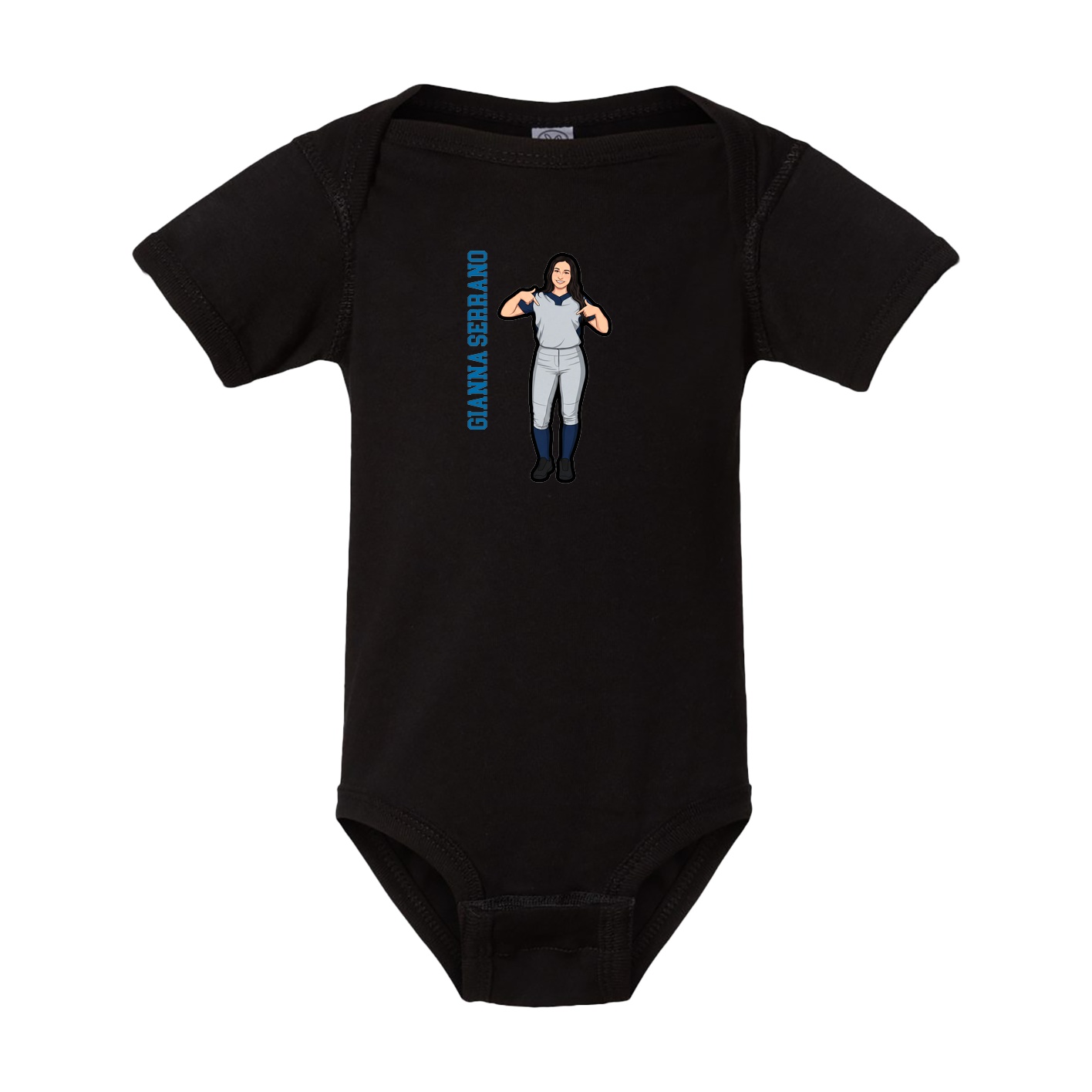 Baby Onesie — Name Vertical in Black