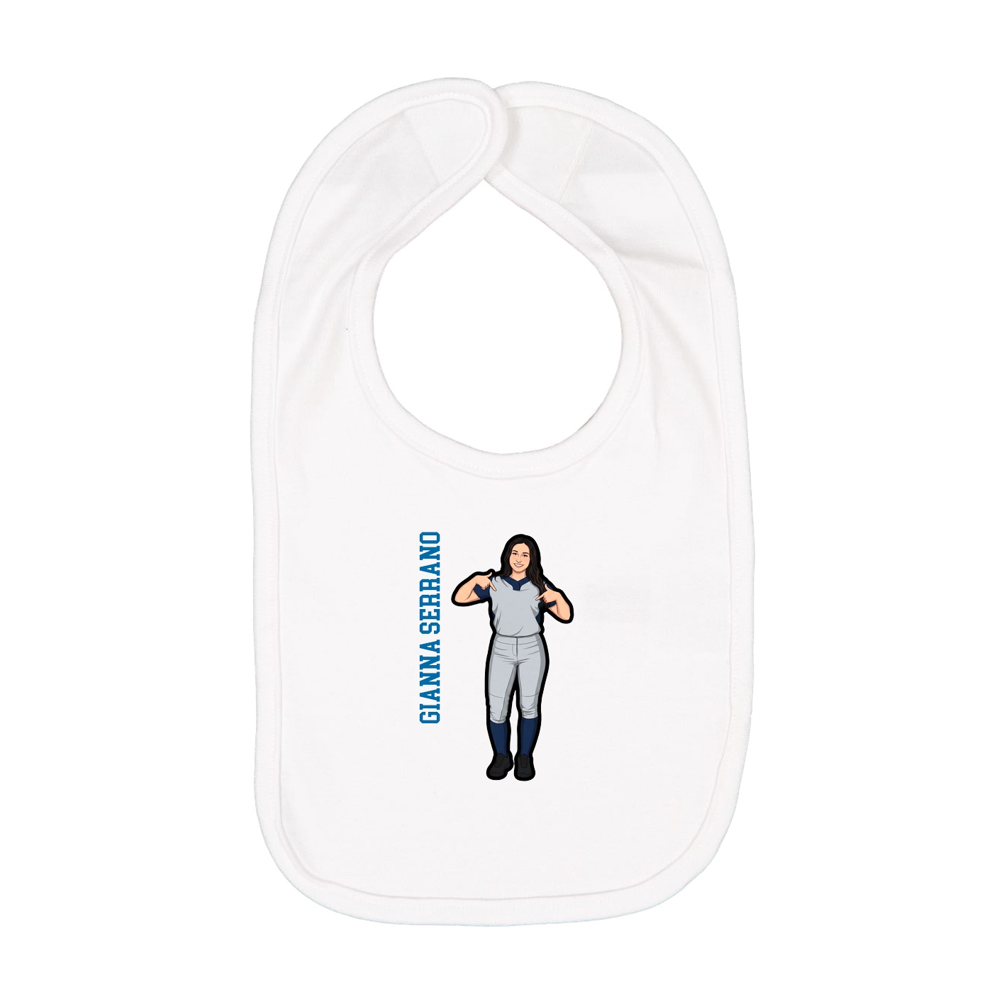 Infant Bib — Name Vertical in White