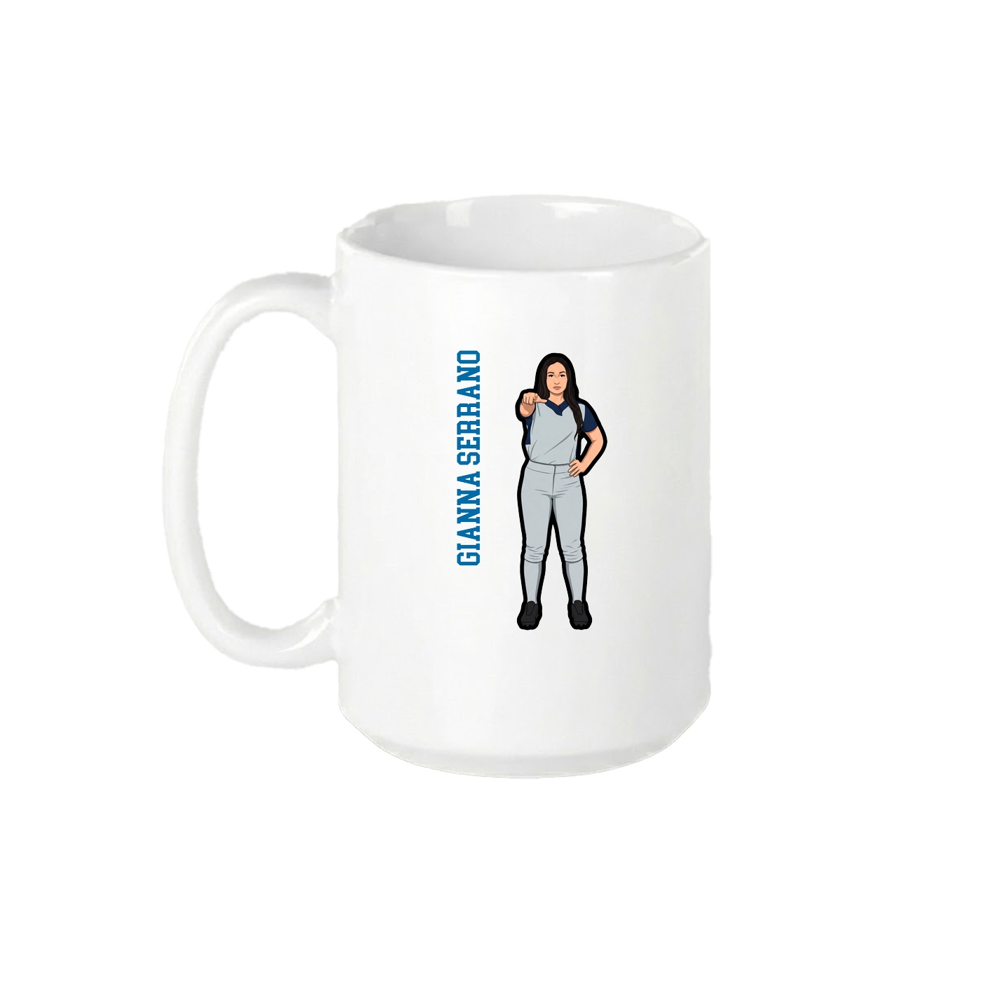 15oz Coffee Mug — Name Vertical in White