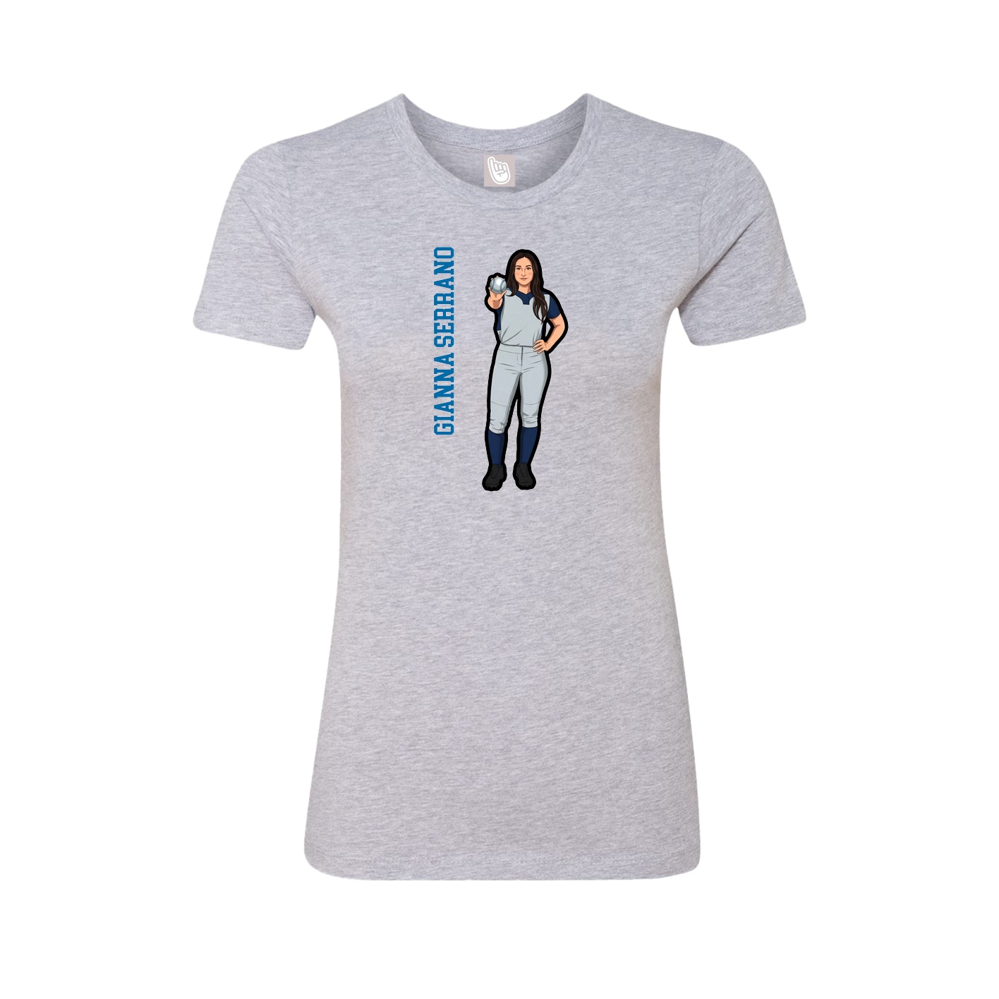 Fitted Women's Tee — Name Vertical in Grey
