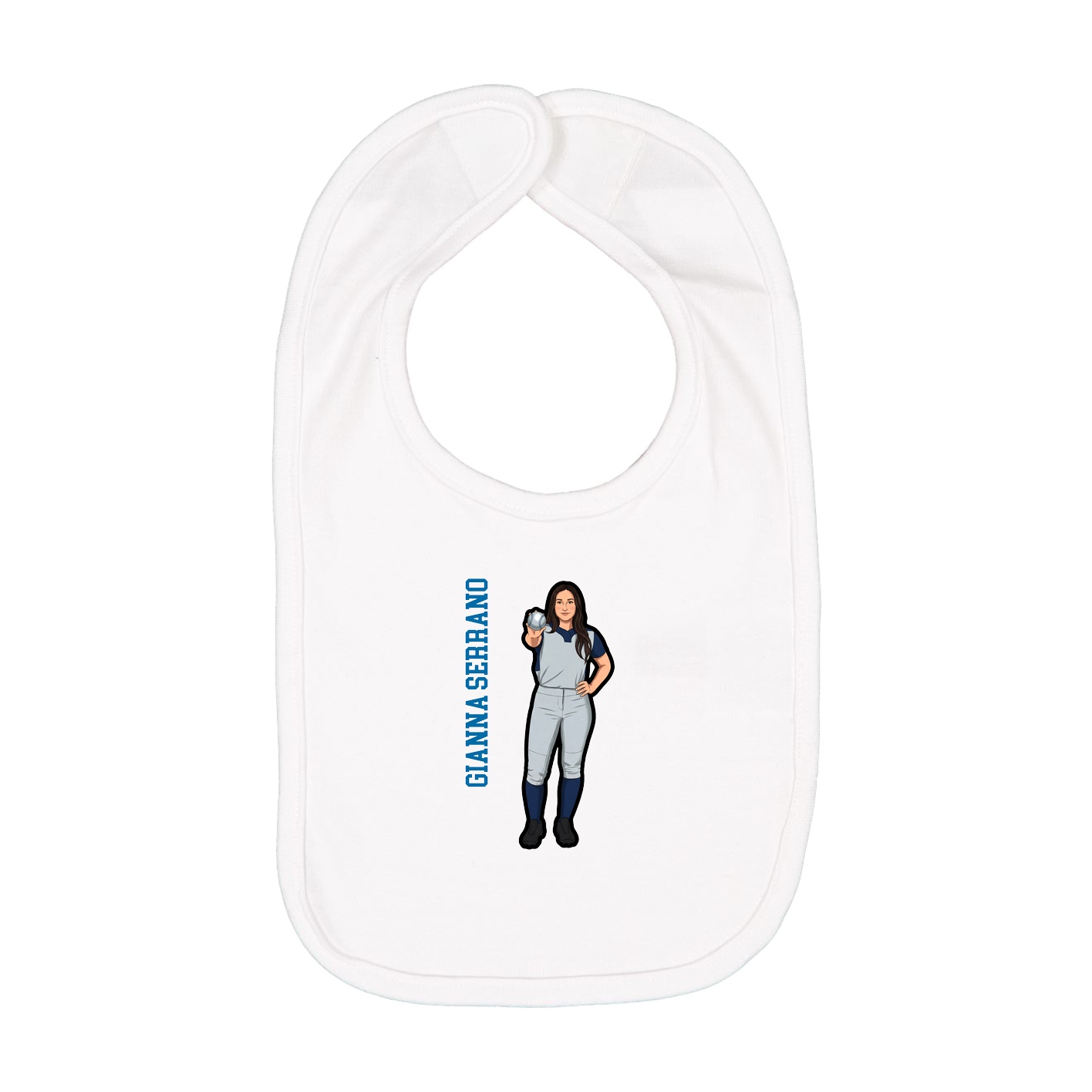 Infant Bib — Name Vertical in White
