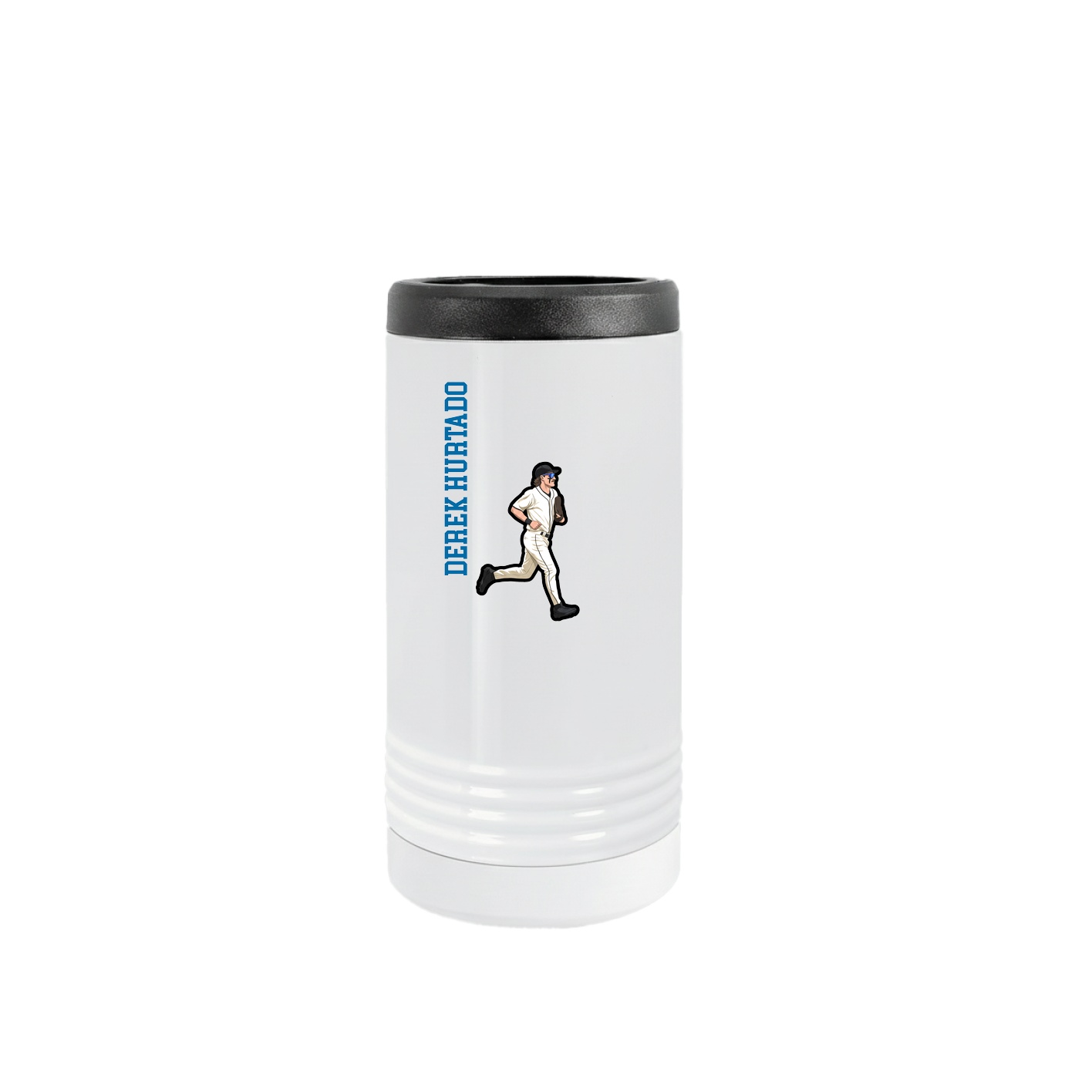 Slim Beverage Holder — Name Vertical in White