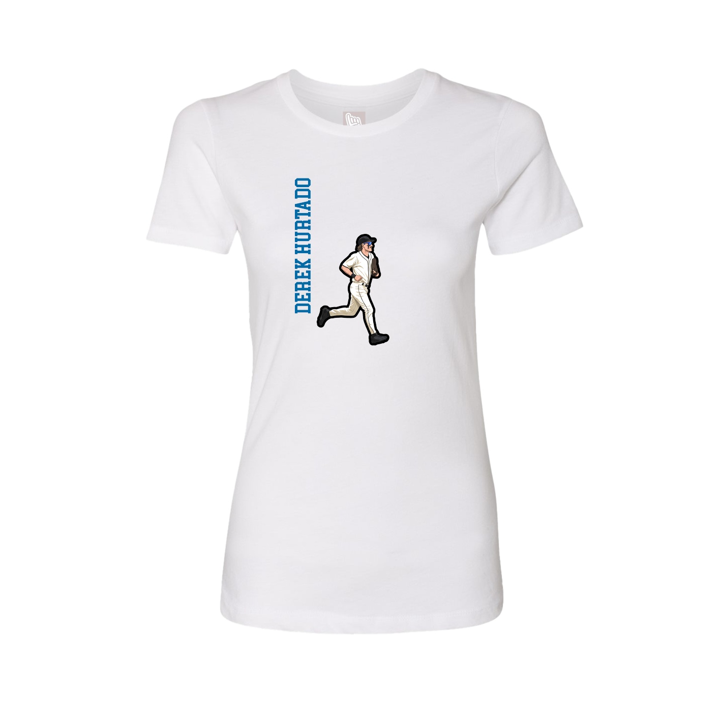 Fitted Women's Tee — Name Vertical in White
