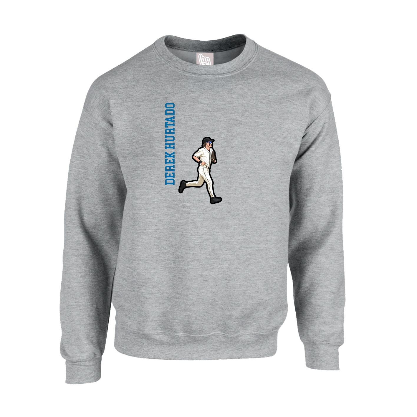 Fleece Crew — Name Vertical in Grey