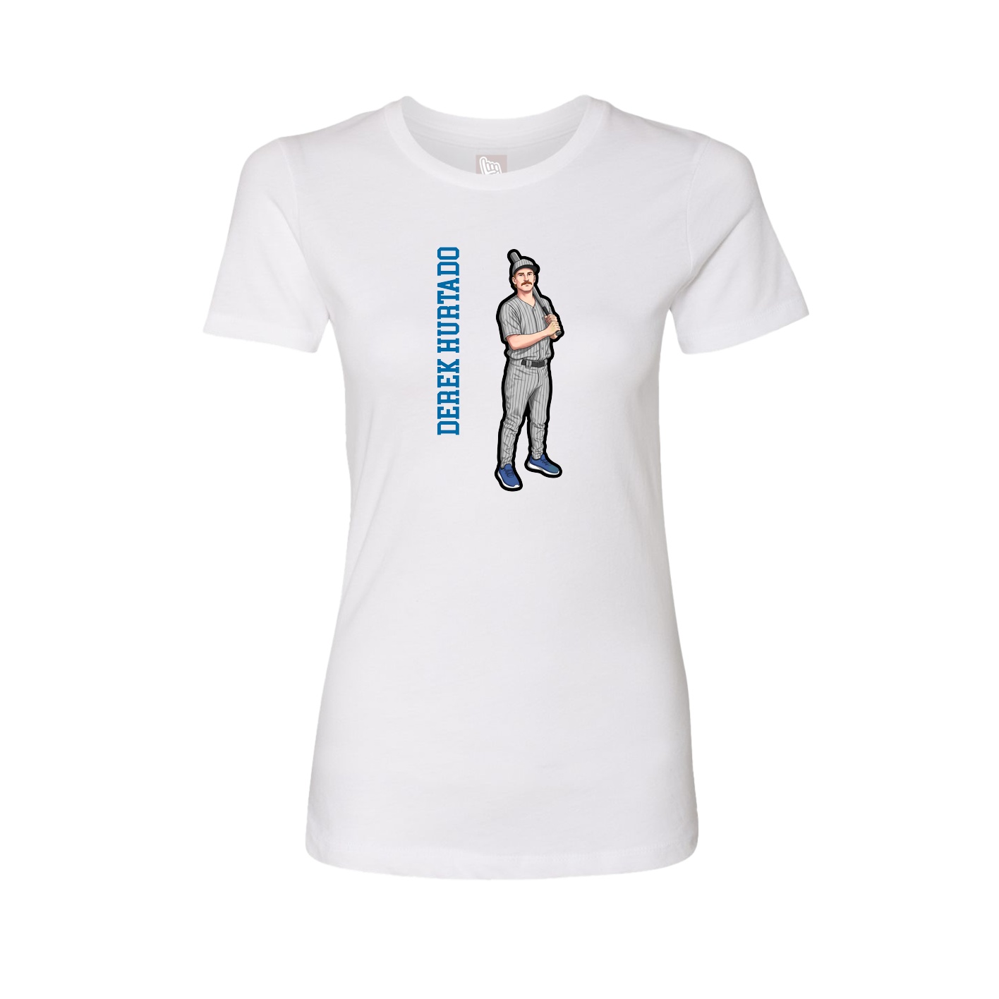 Fitted Women's Tee — Name Vertical in White