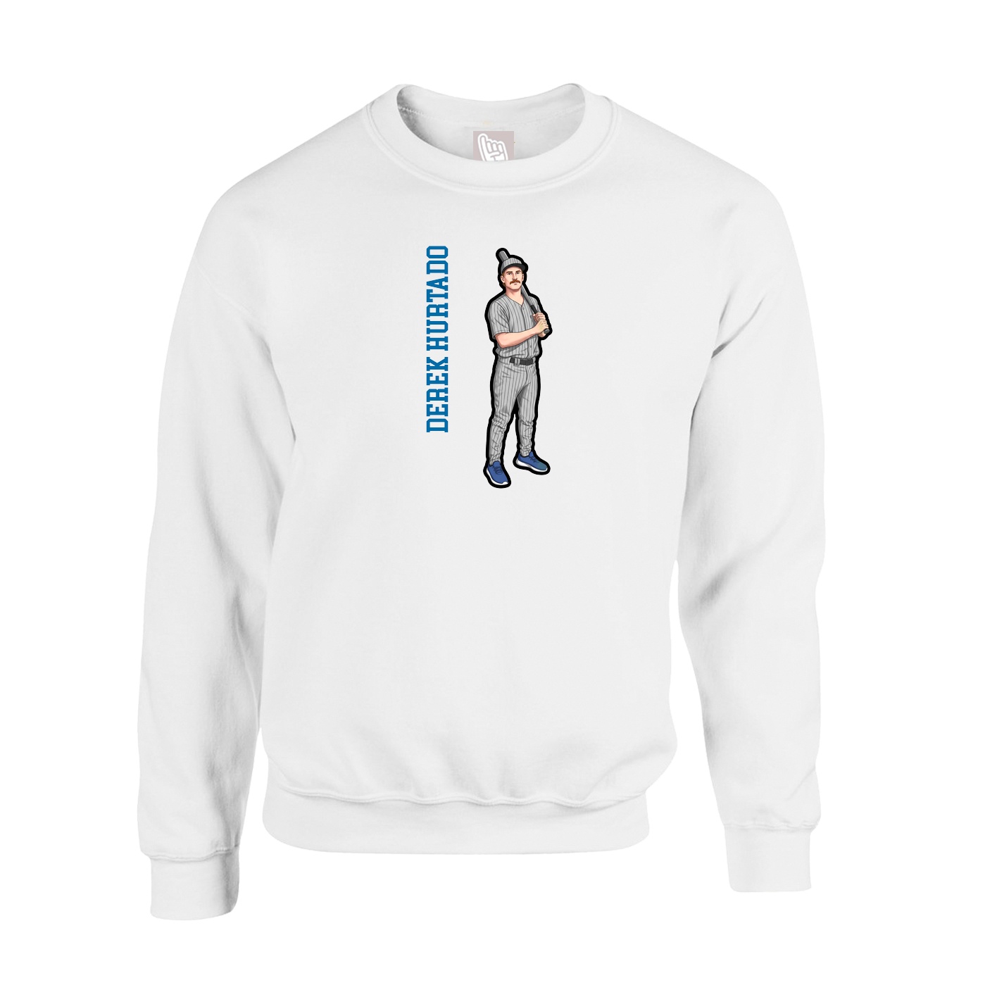 Fleece Crew — Name Vertical in White