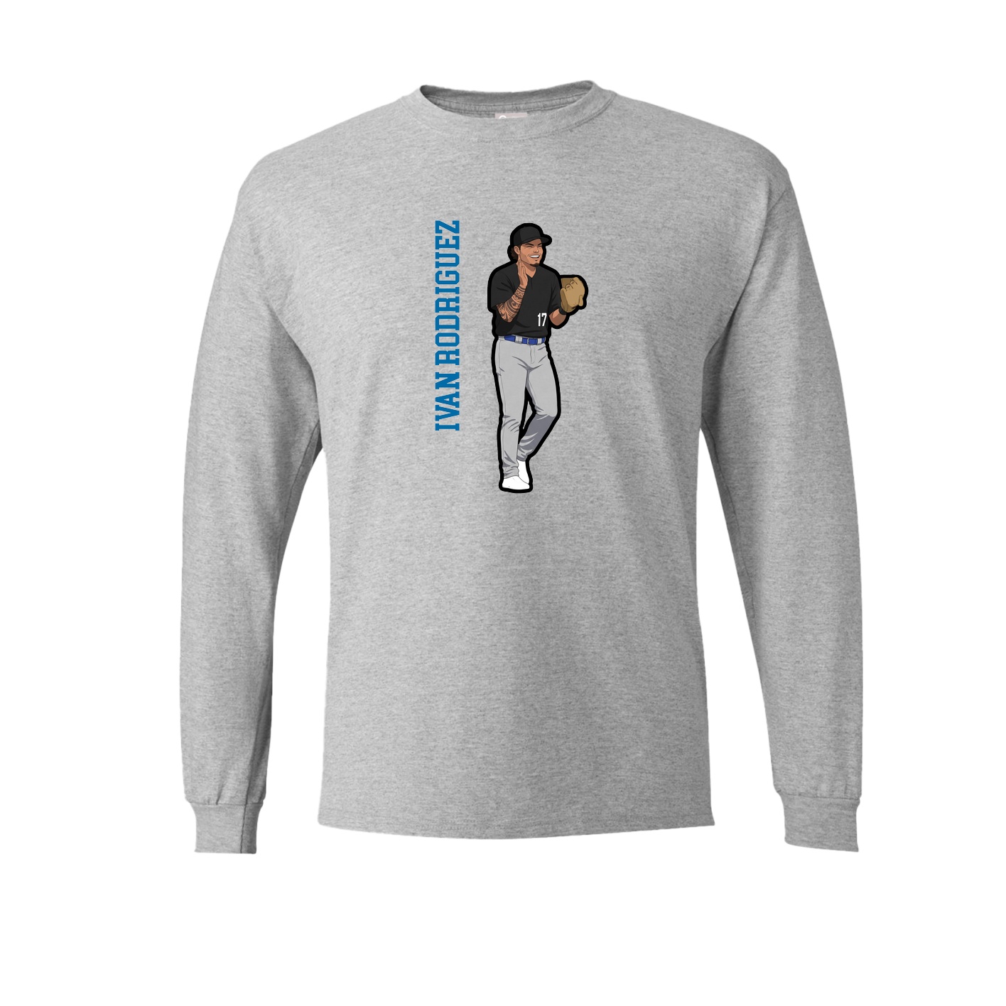 Long Sleeve Tee — Name Vertical in Grey