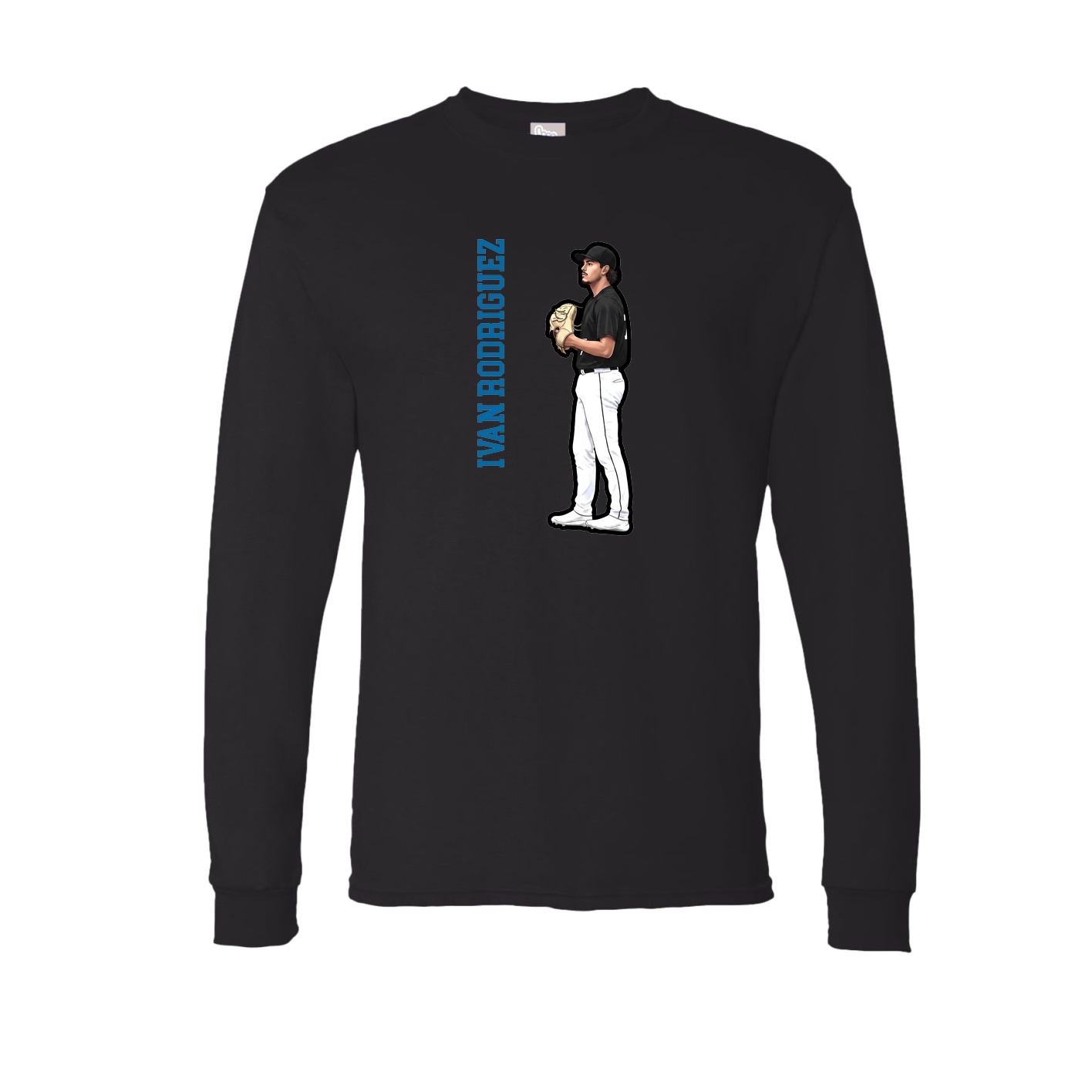 Long Sleeve Tee — Name Vertical in Black