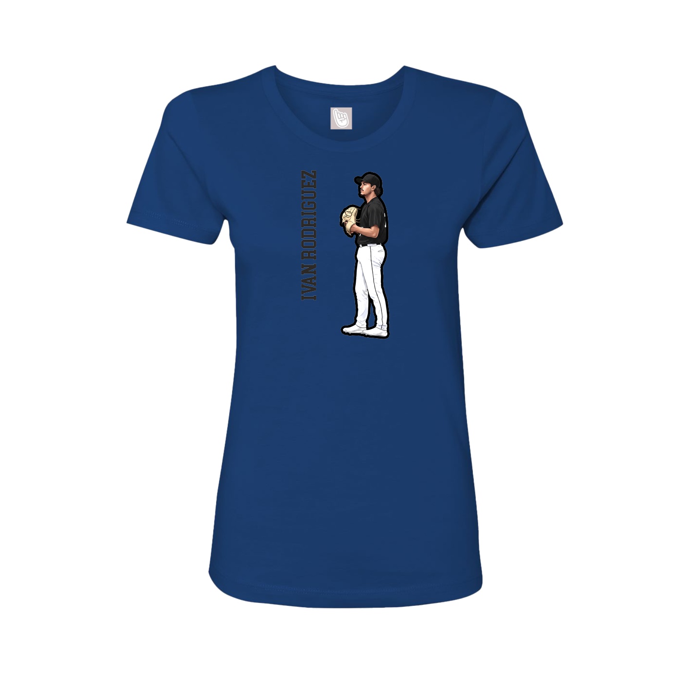 Fitted Women's Tee — Name Vertical in Royal