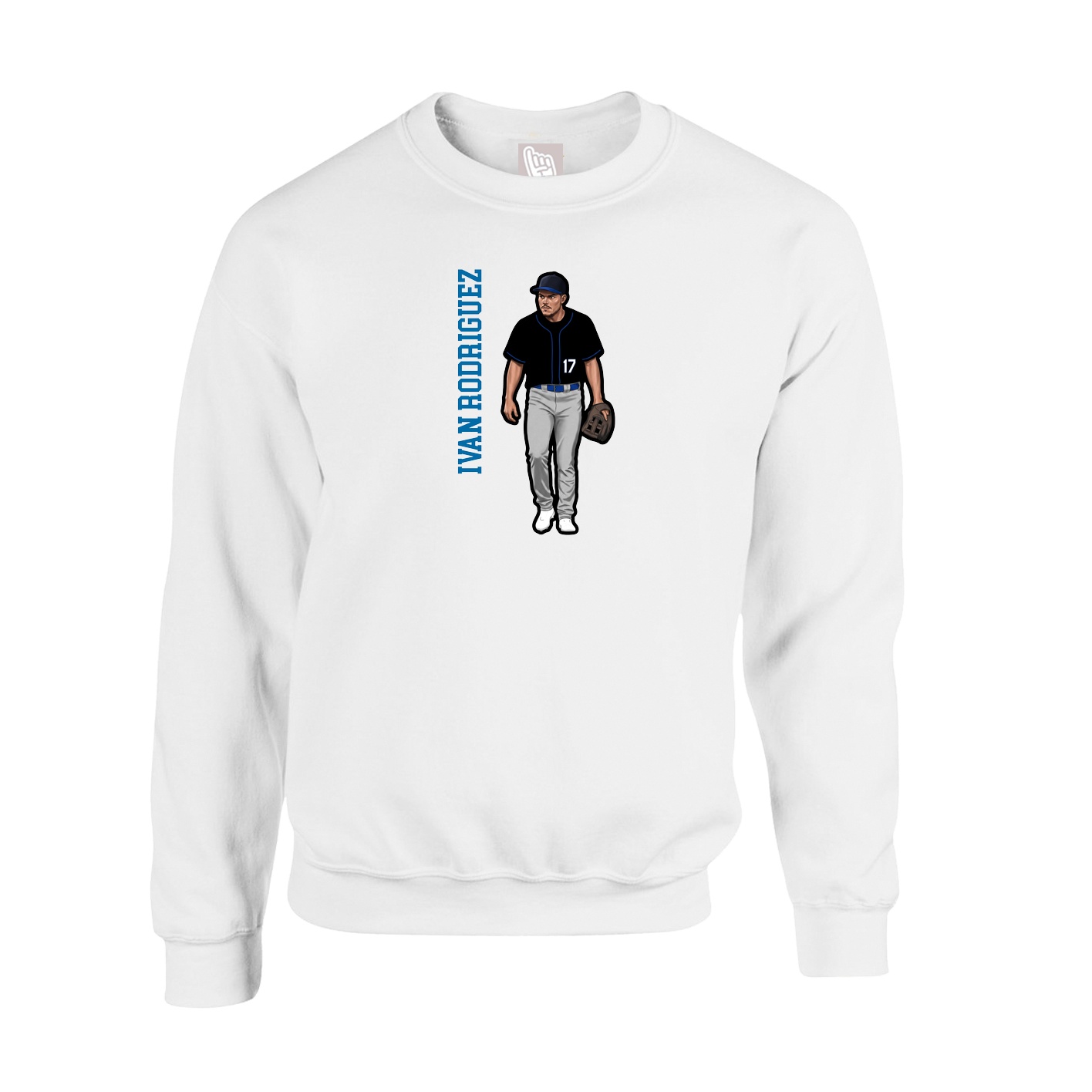 Fleece Crew — Name Vertical in White
