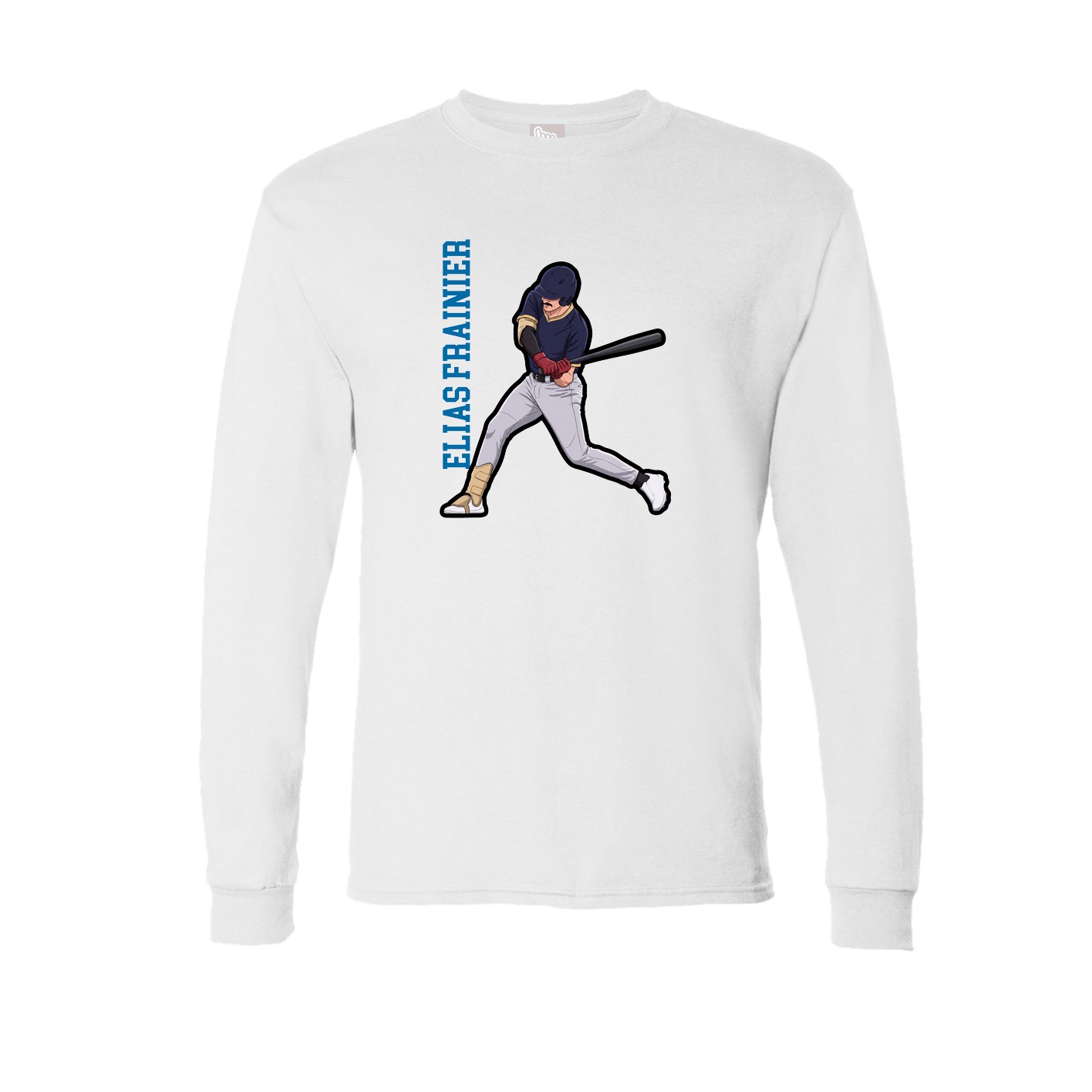 Long Sleeve Tee — Name Vertical in White