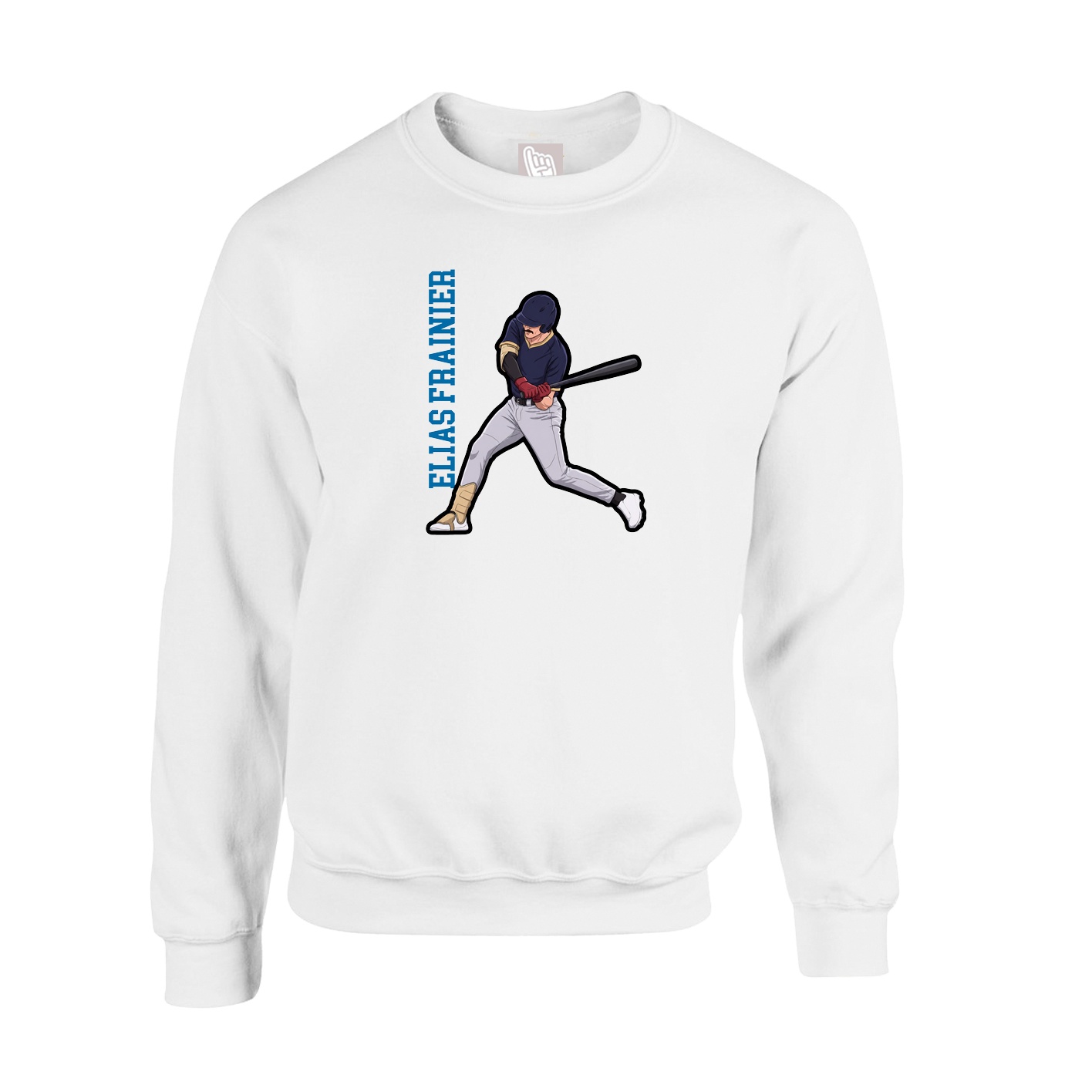 Fleece Crew — Name Vertical in White
