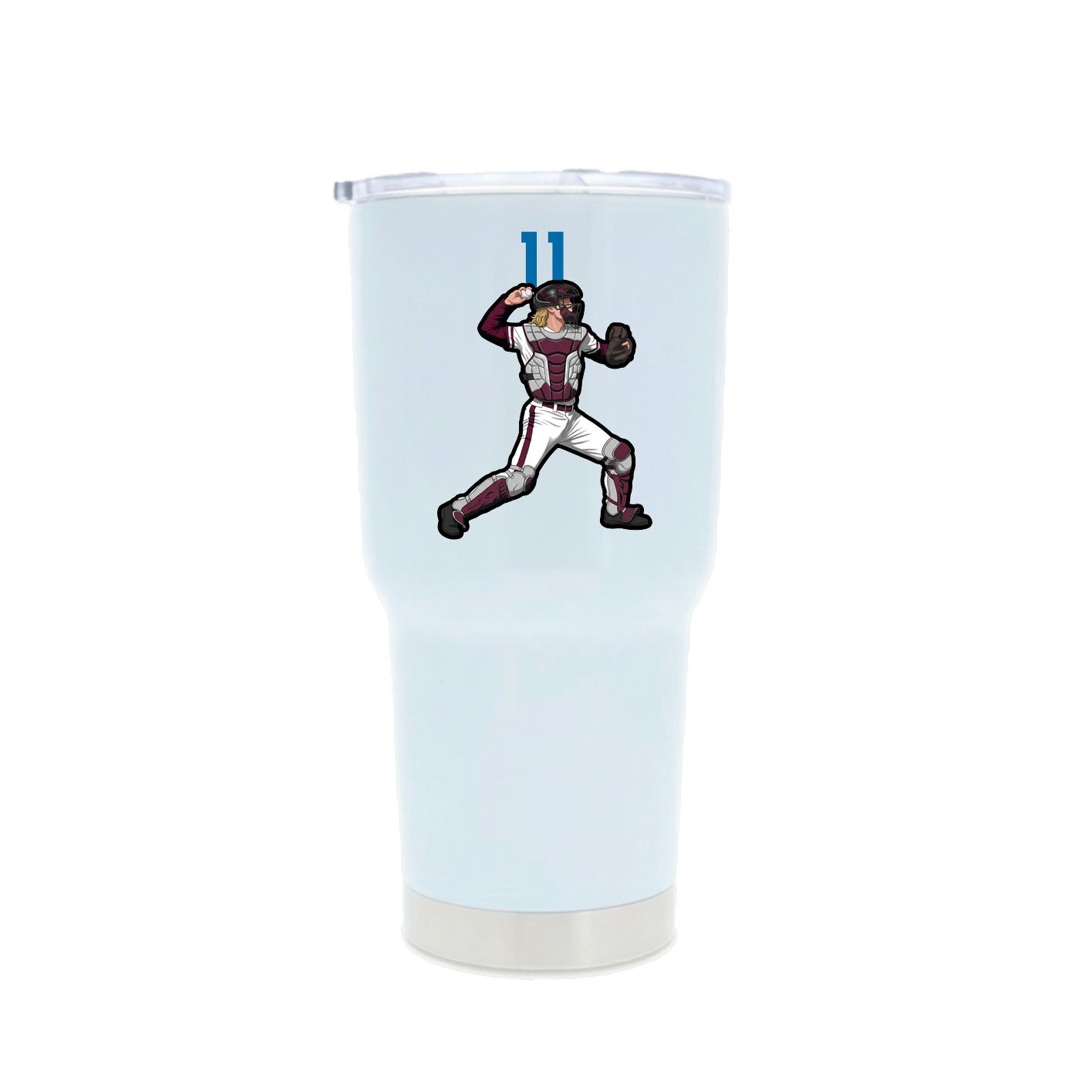30oz Stainless Steel Tumbler — Number Top in White