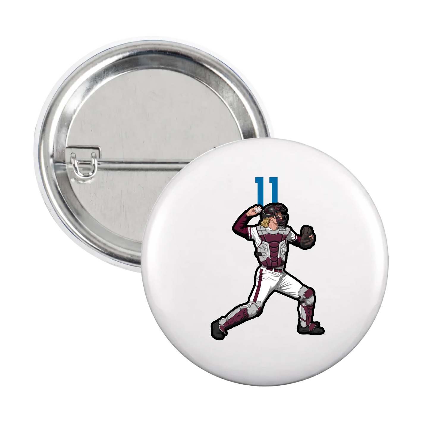 Game Day Button — Number Top in White