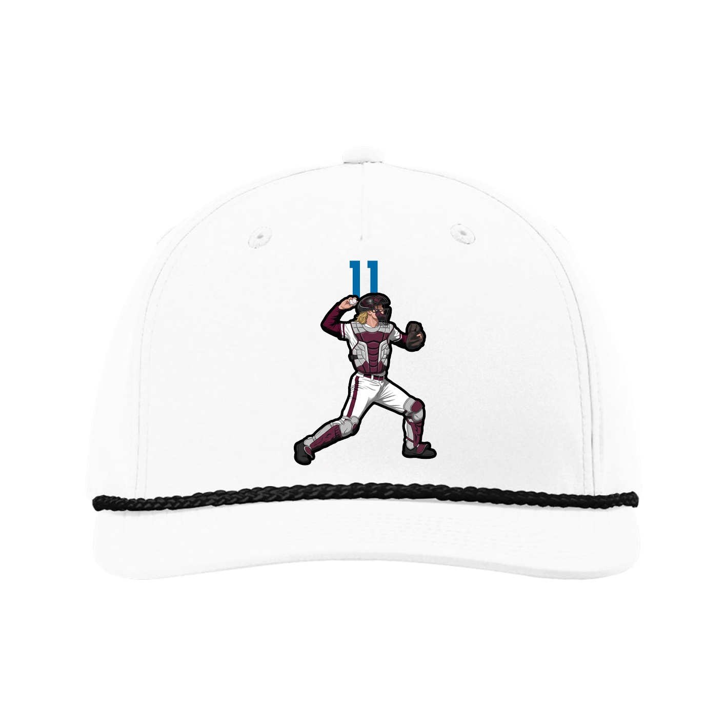 Five-Panel Classic Rope Cap — Number Top in White