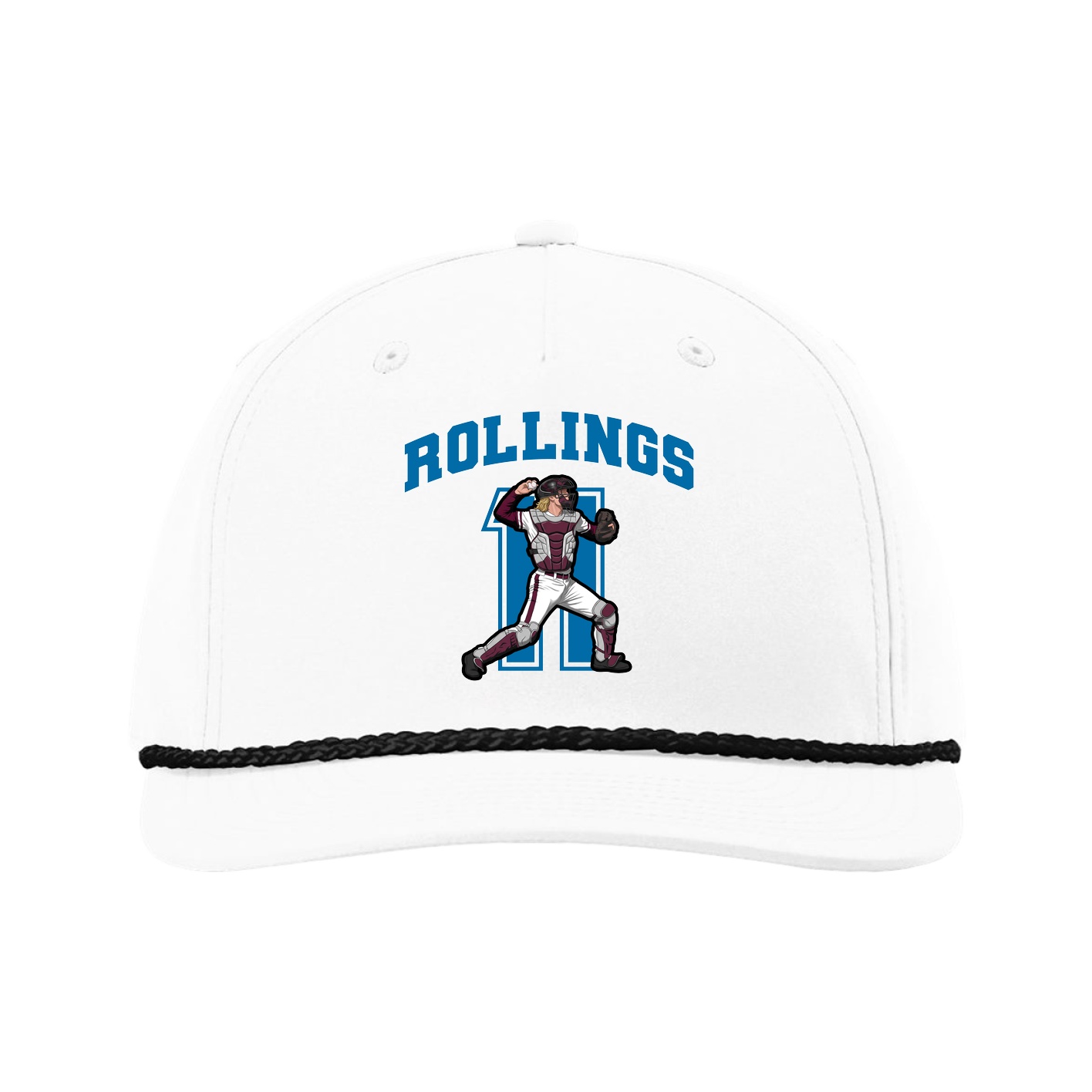 Five-Panel Classic Rope Cap — Number in White