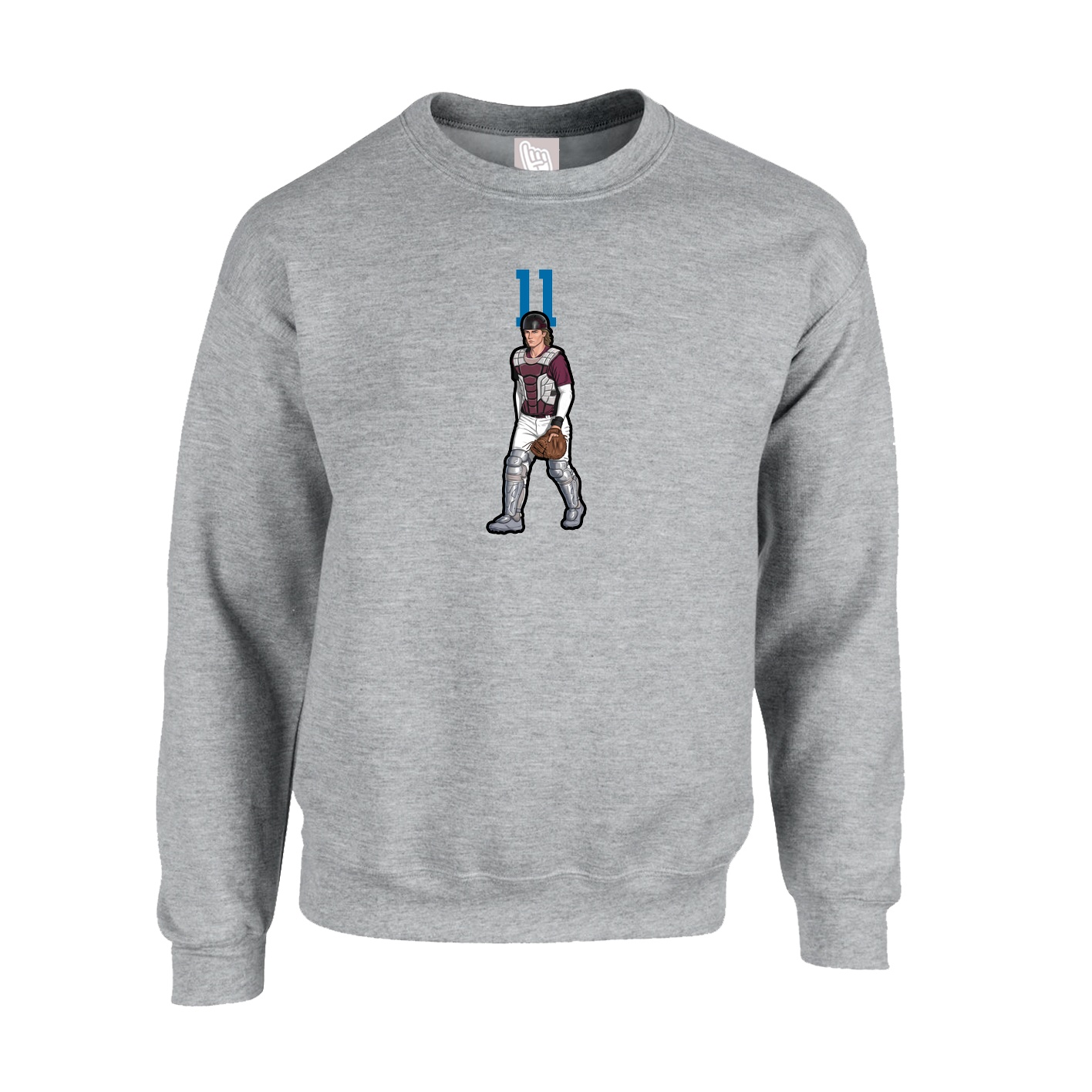 Fleece Crew — Number Top in Grey