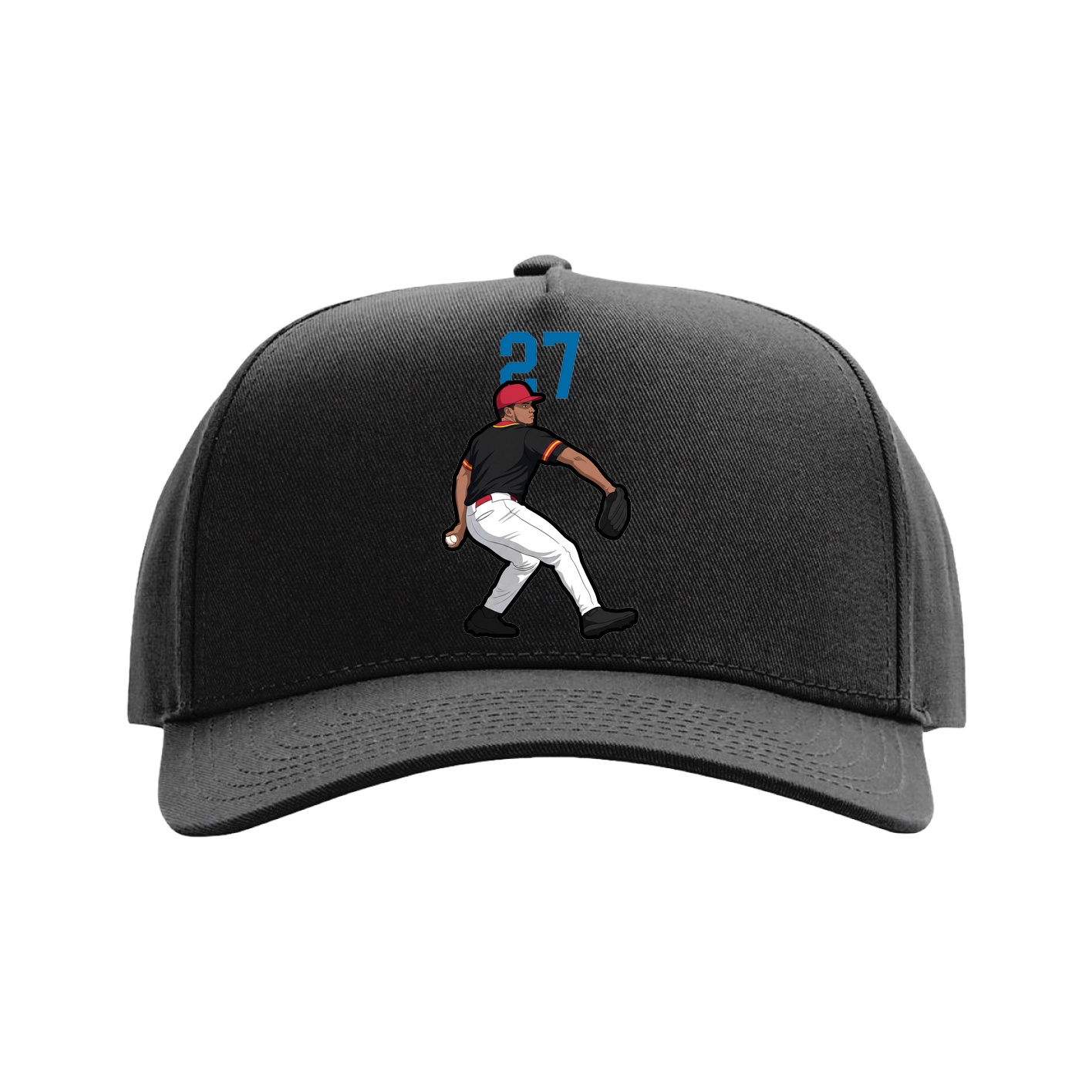 Full Fabric Five-Panel Champ Cap — Number Top in Black