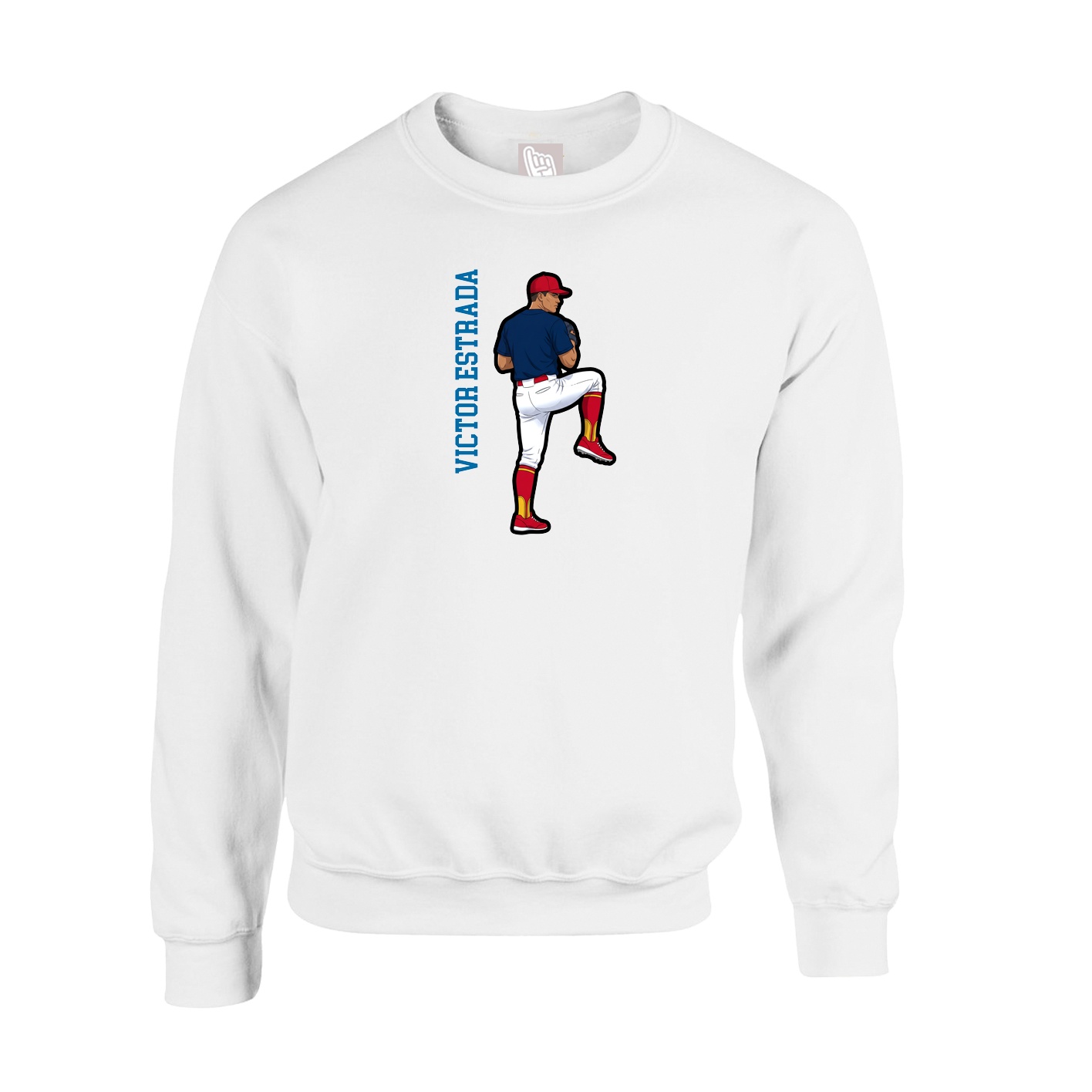 Fleece Crew — Name Vertical in White
