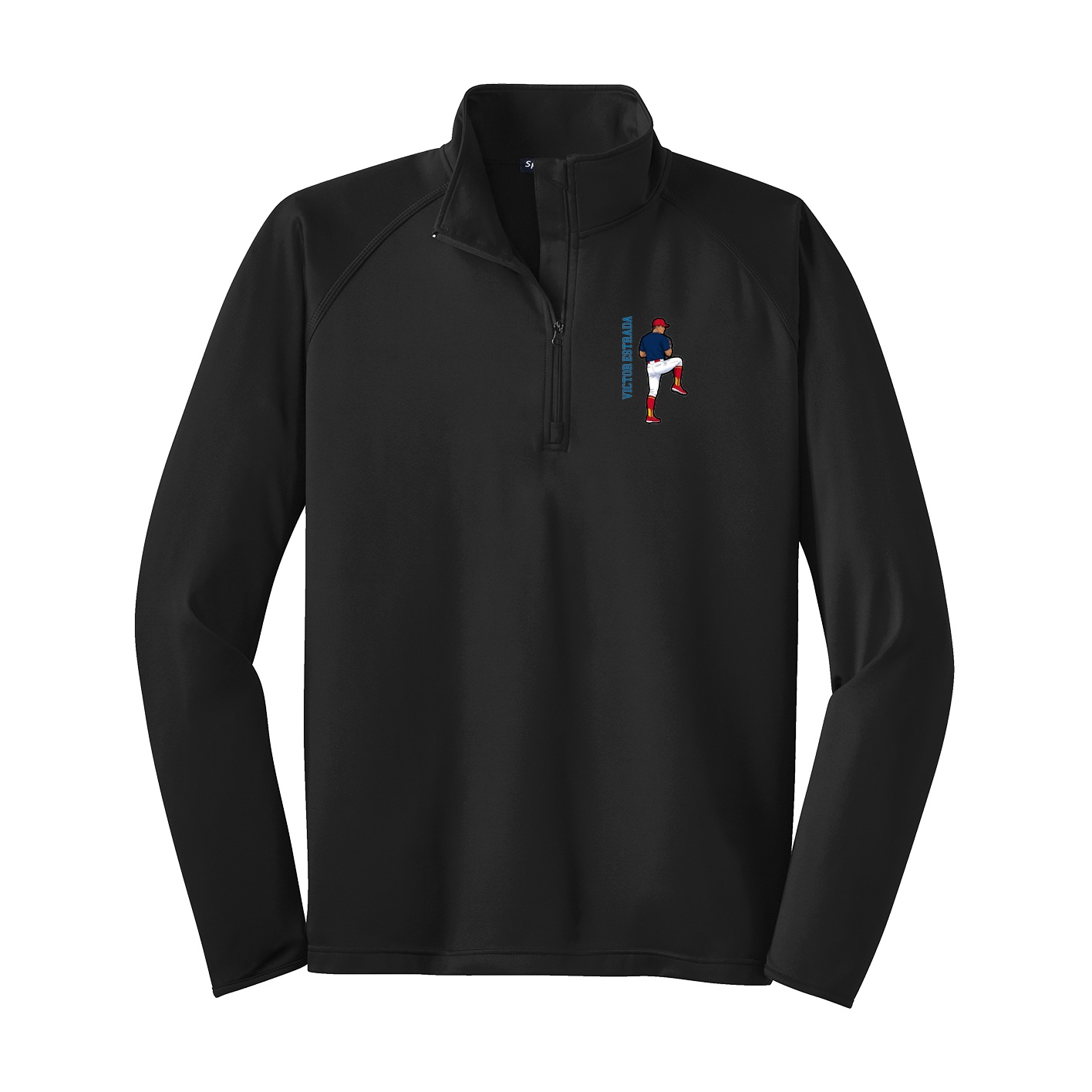 Q-Zip Pullover — Name Vertical in Black