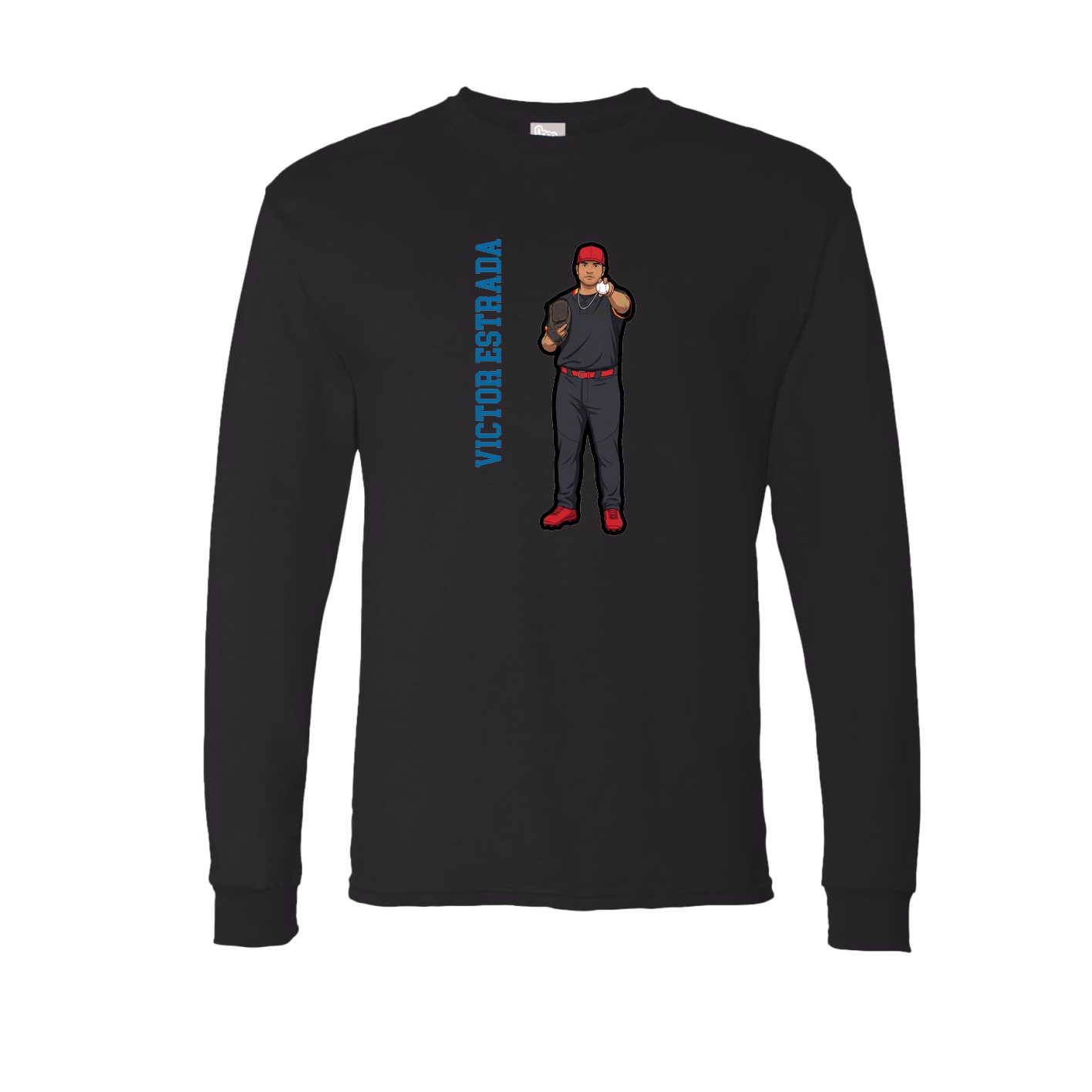 Long Sleeve Tee — Name Vertical in Black