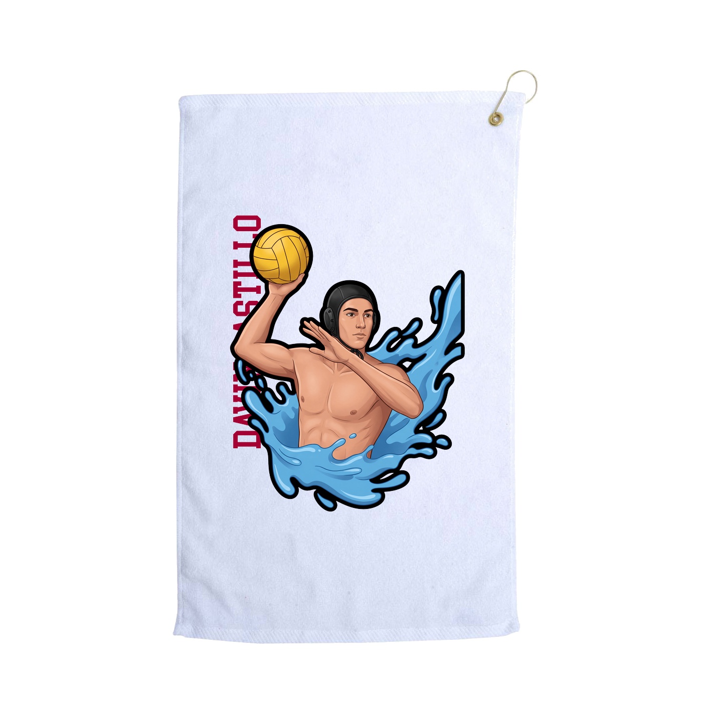 Golf Towel — Name Vertical in White
