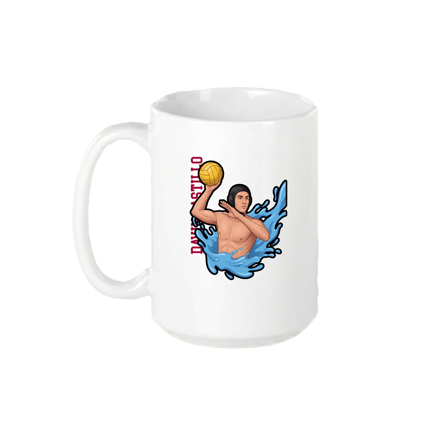 15oz Coffee Mug — Name Vertical in White
