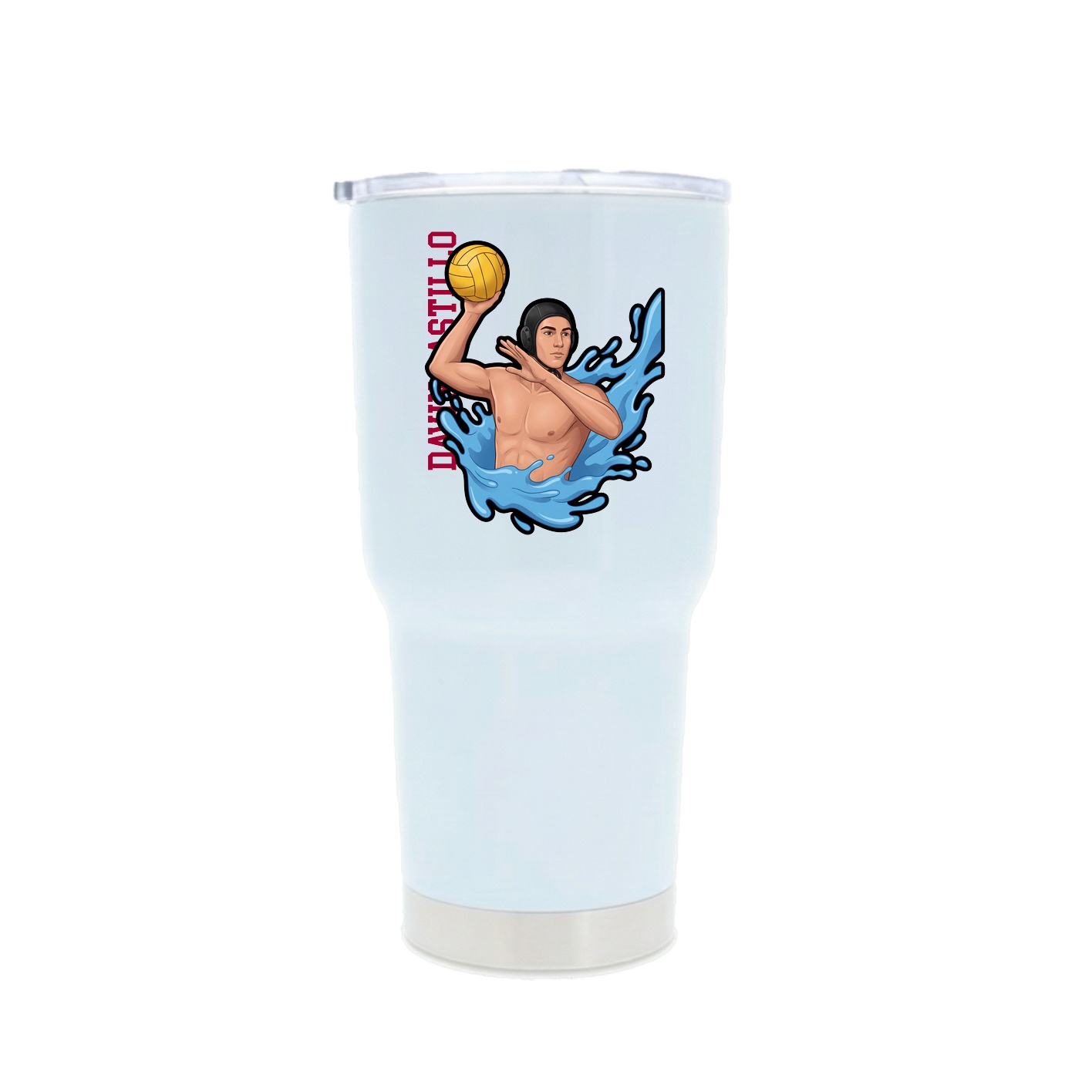 30oz Stainless Steel Tumbler — Name Vertical in White