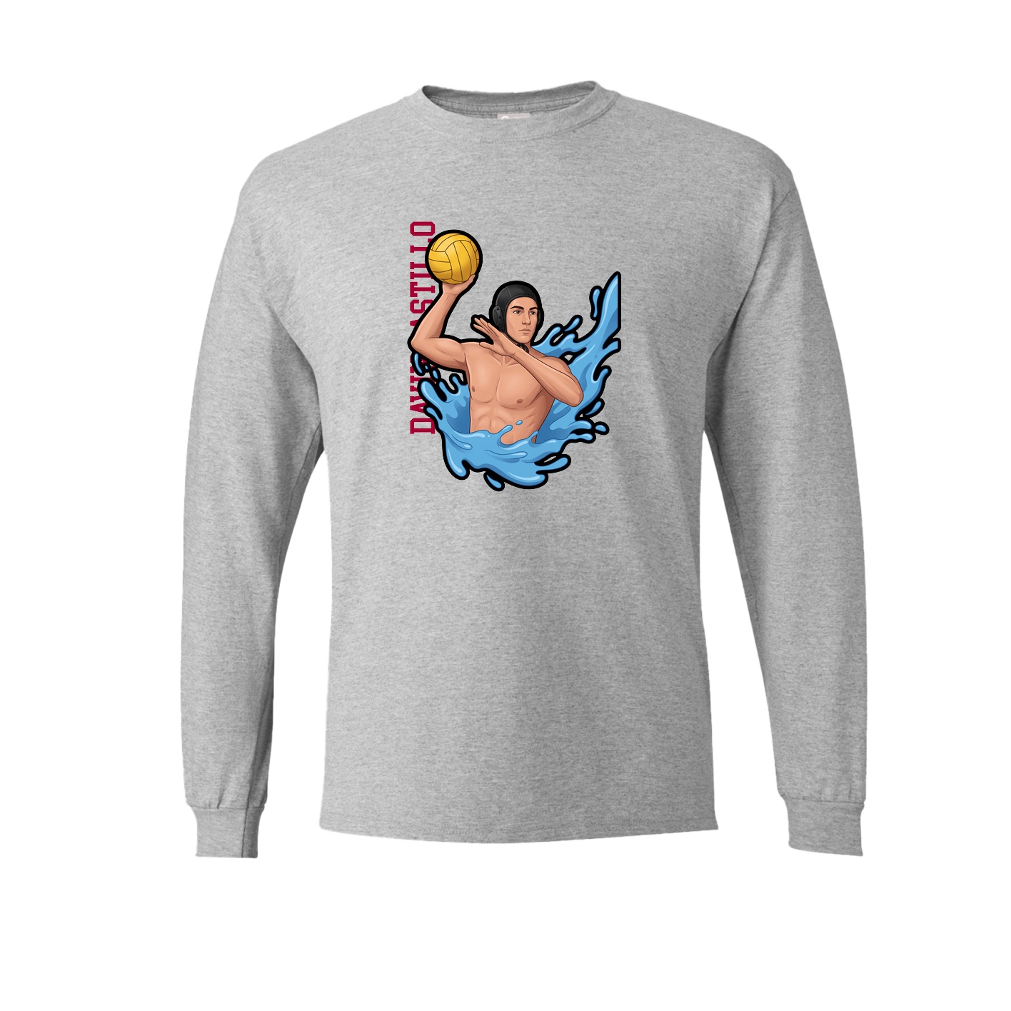 Long Sleeve Tee — Name Vertical in Grey