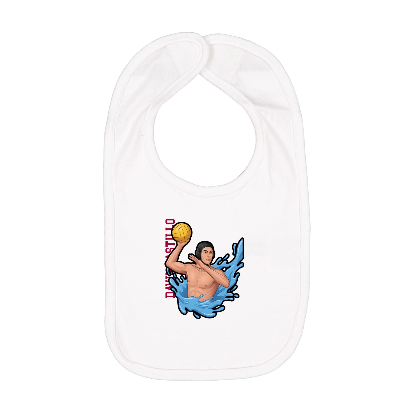 Infant Bib — Name Vertical in White