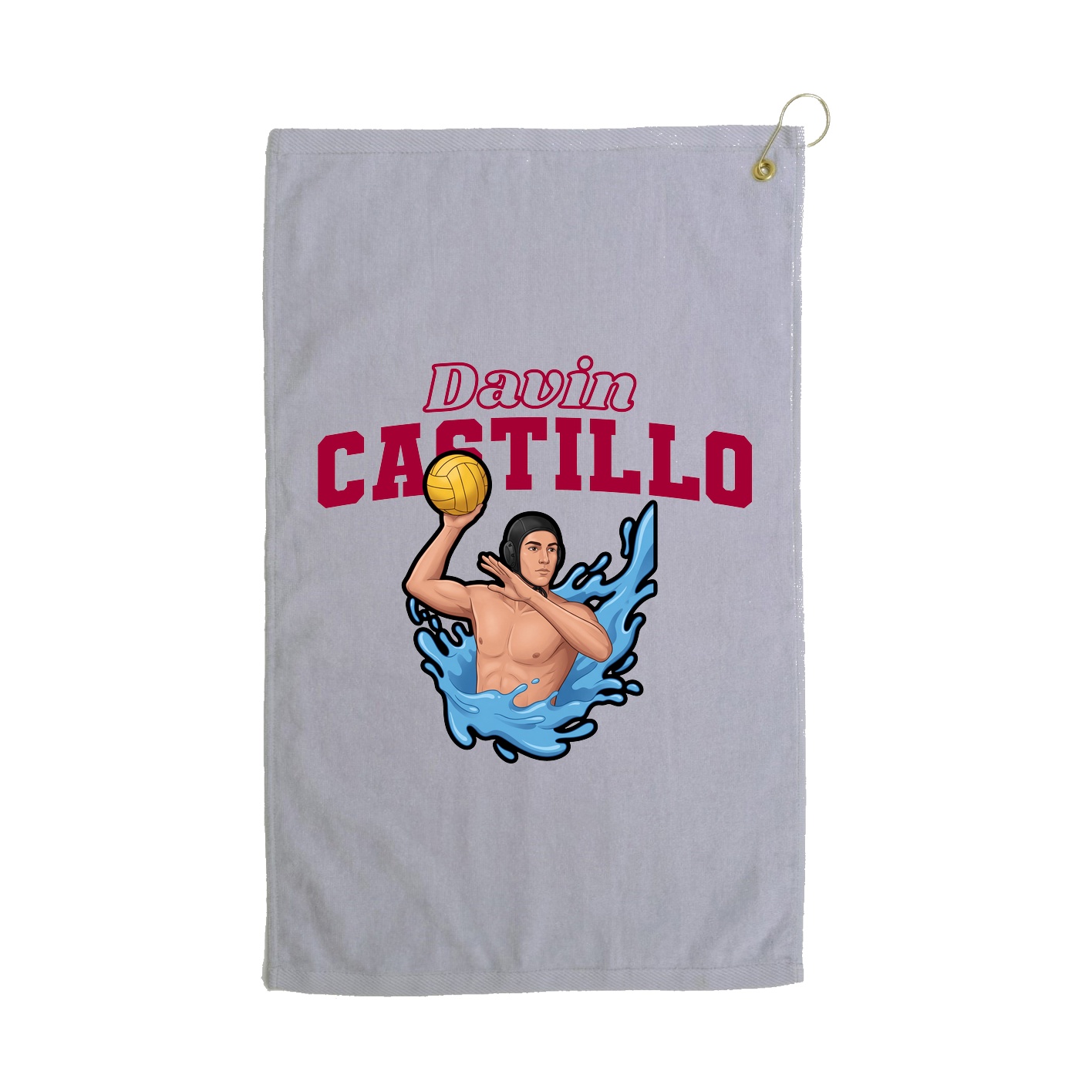 Golf Towel — Name Arch in Grey