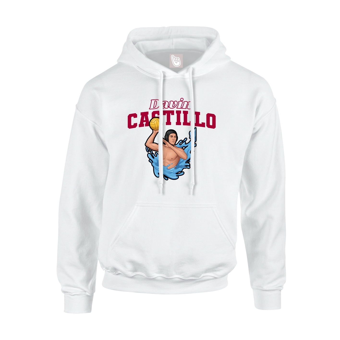 Youth Hoodie — Name Arch in White