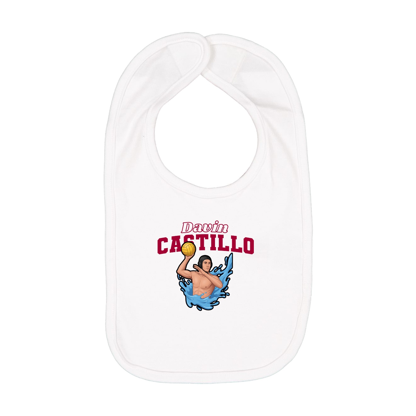Infant Bib — Name Arch in White