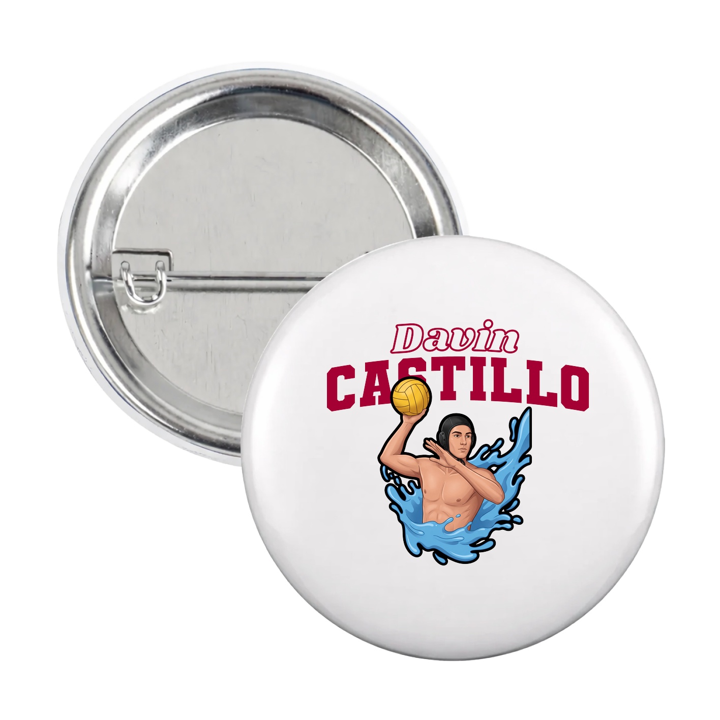 Game Day Button — Name Arch in White